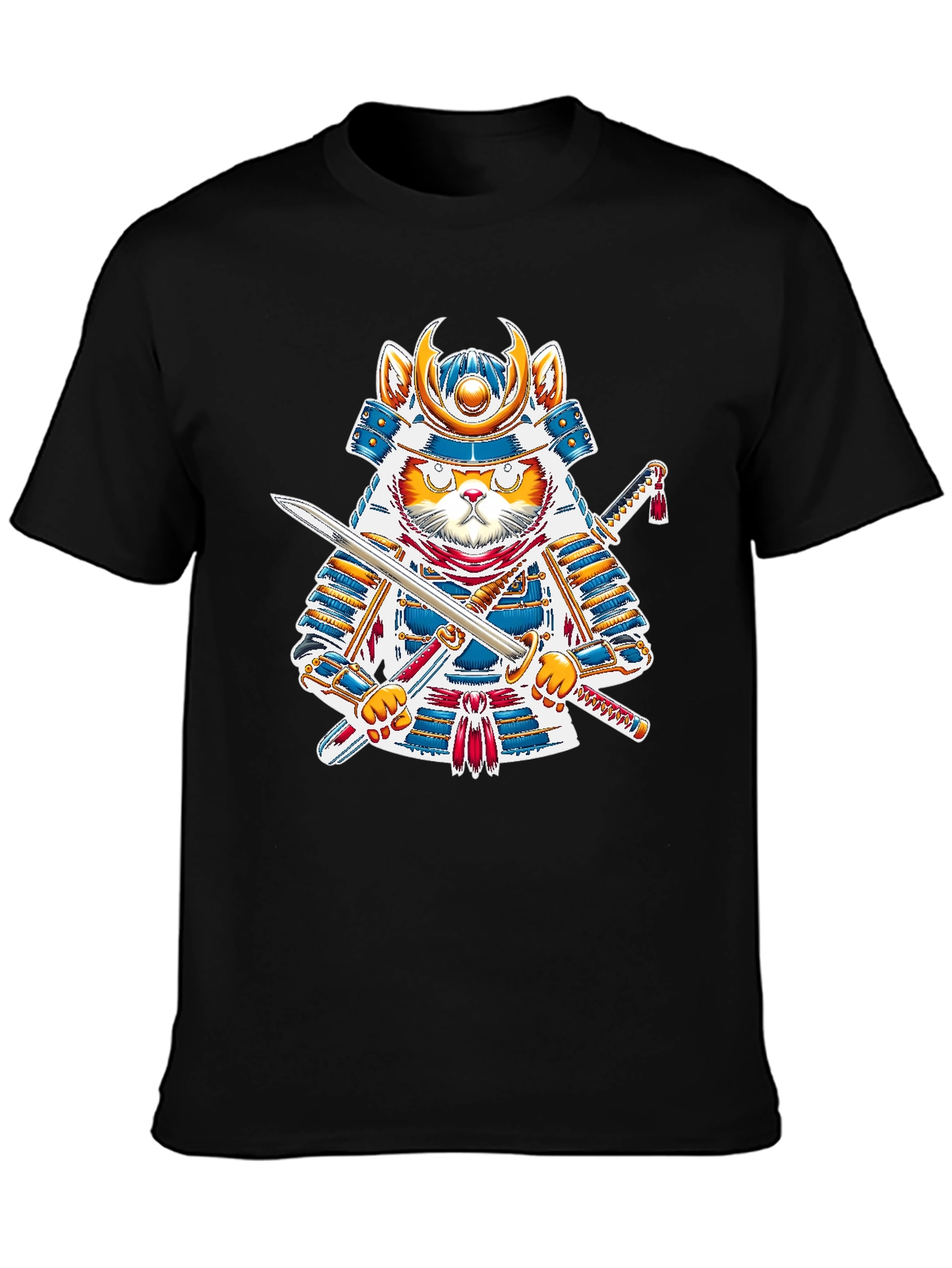 Samurai Cat T-Shirt - Warrior Kitten Graphic Tee