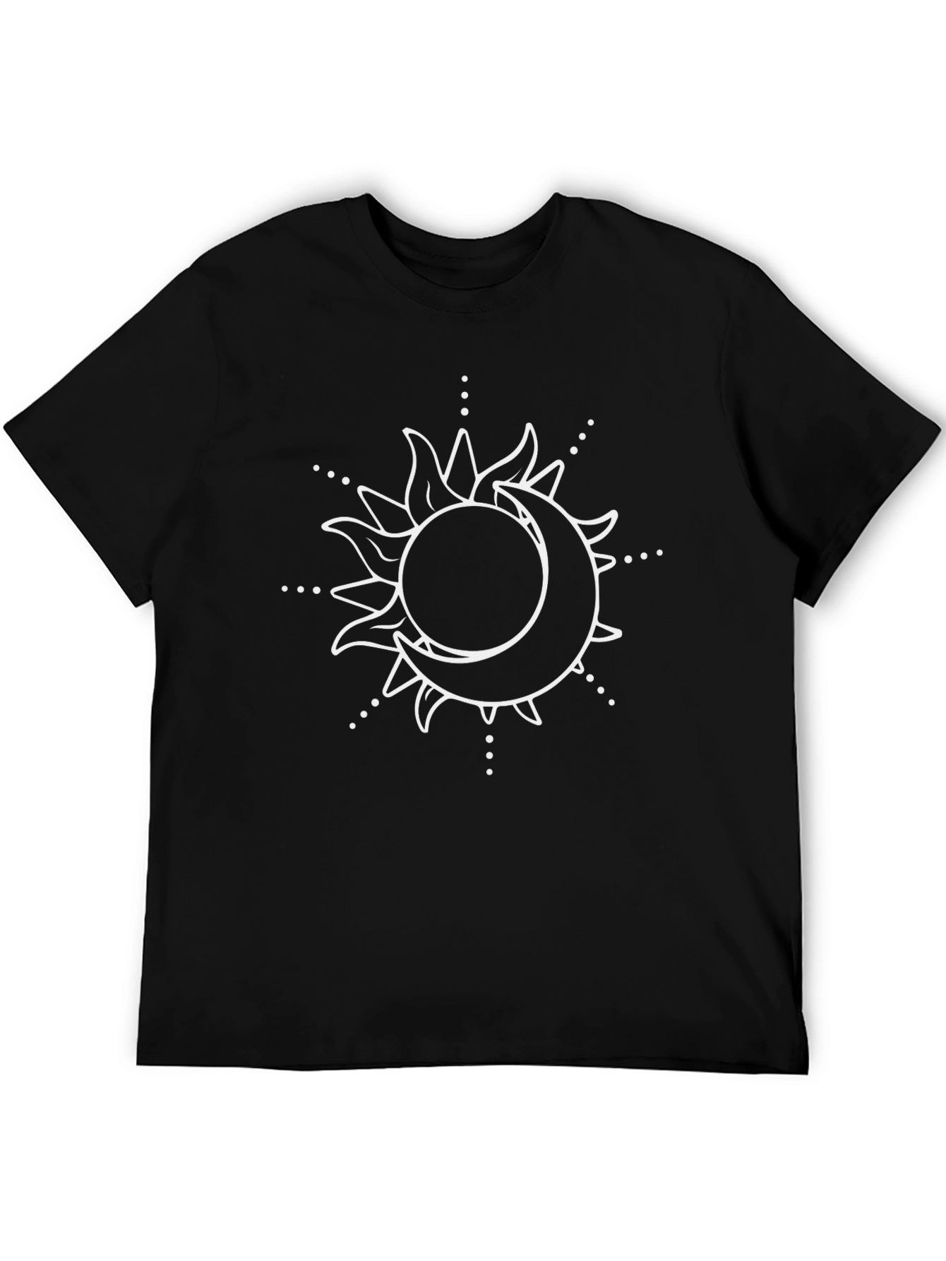 Celestial Sun and Moon Graphic T-Shirt - Black