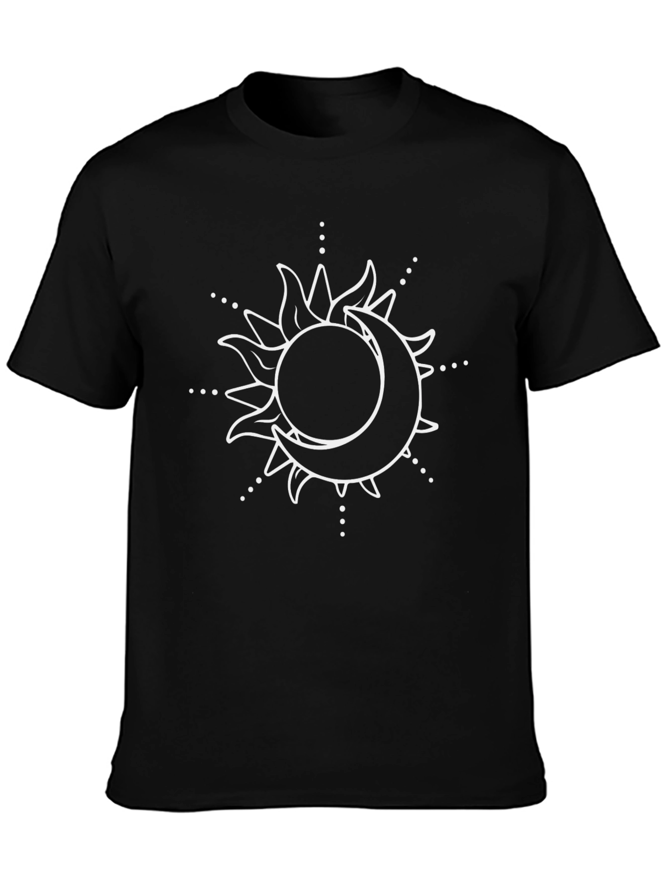 Celestial Sun and Moon Graphic T-Shirt - Black