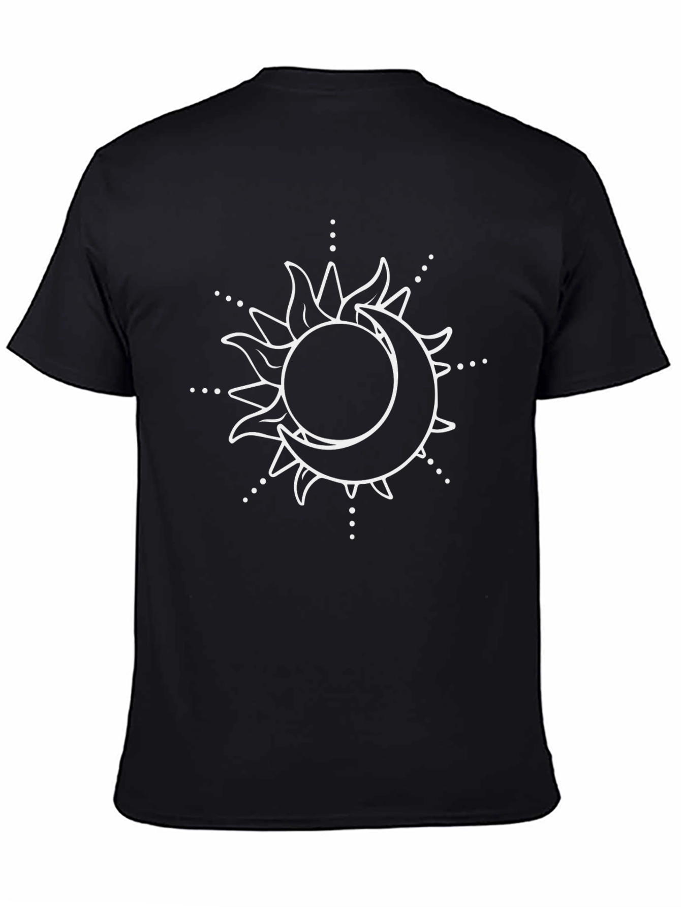 Celestial Sun and Moon Graphic T-Shirt - Black