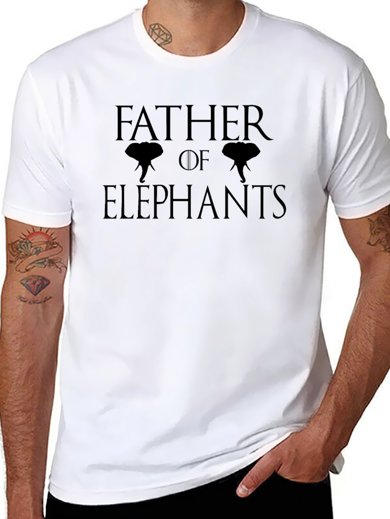 Father of Elephants Graphic Tee - Black Cotton T-Shirt