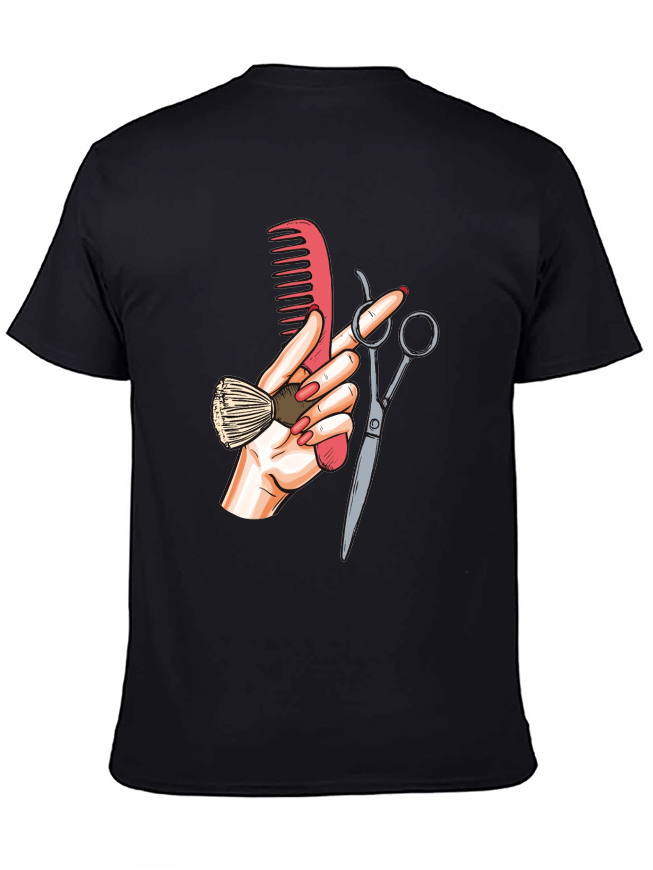 Barber Hand Graphic Tee - Black Cotton T-Shirt