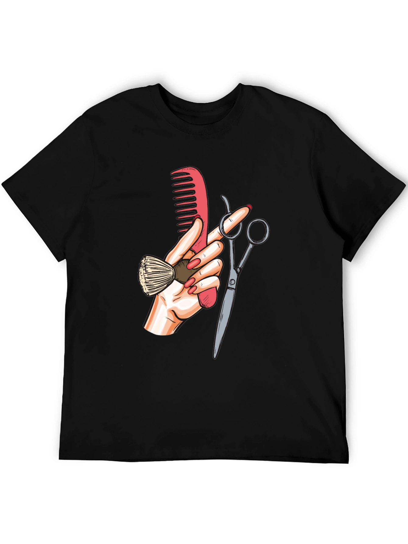 Barber Hand Graphic Tee - Black Cotton T-Shirt