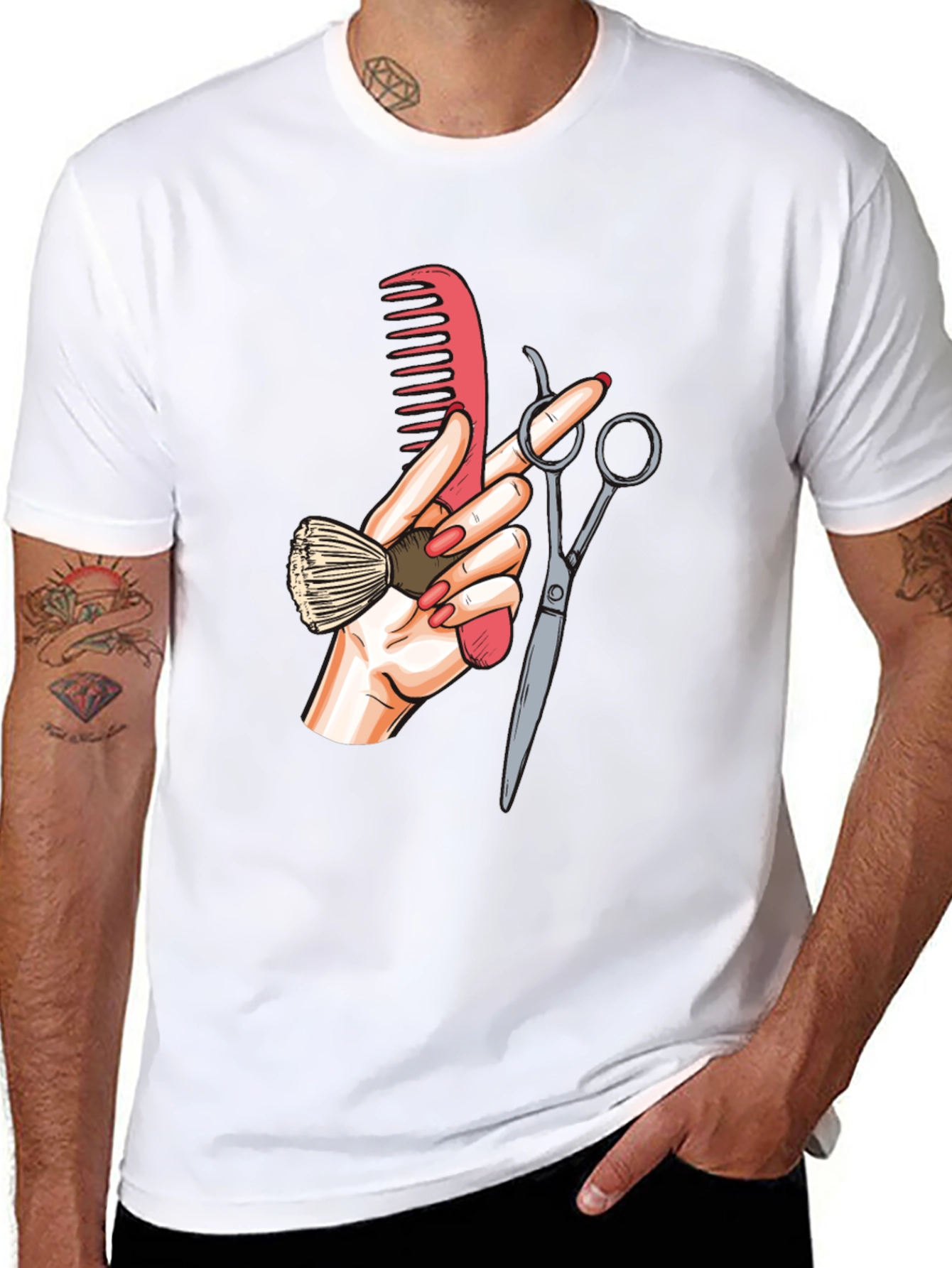Barber Hand Graphic Tee - Black Cotton T-Shirt