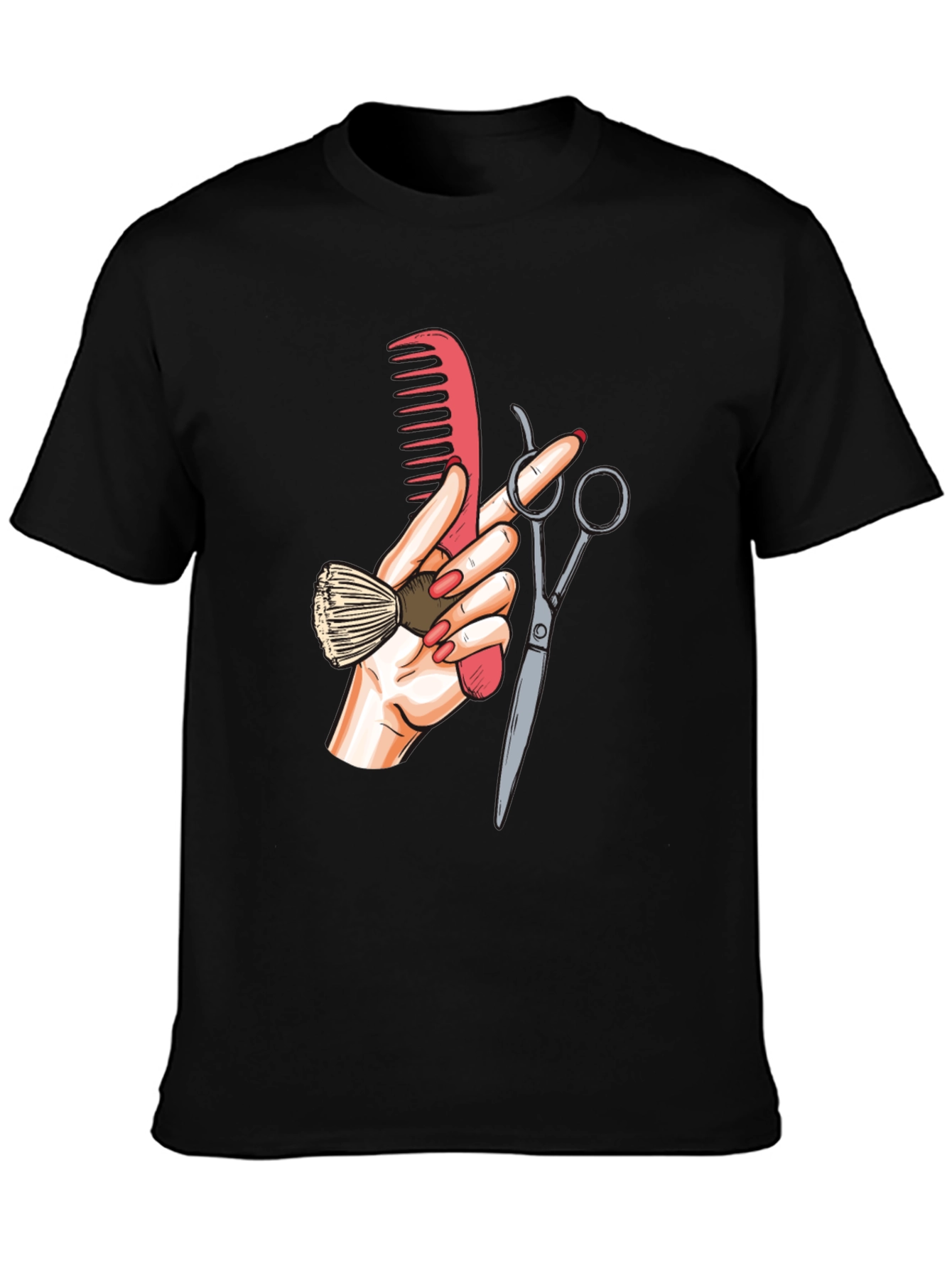 Barber Hand Graphic Tee - Black Cotton T-Shirt