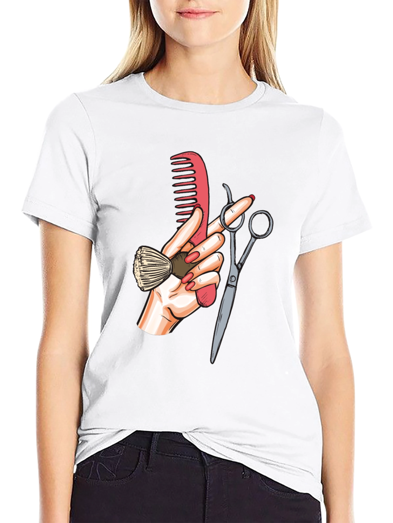 Barber Hand Graphic Tee - Black Cotton T-Shirt