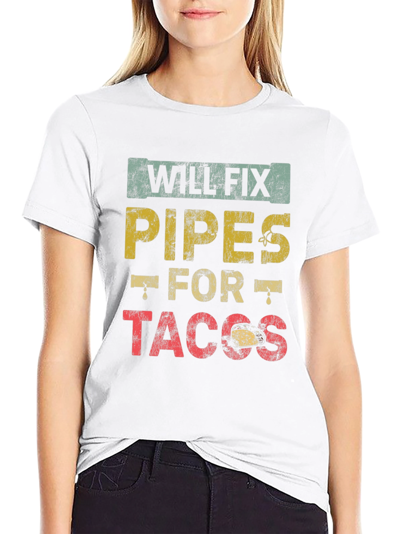 Will Fix Pipes for Tacos Mens Black T-Shirt