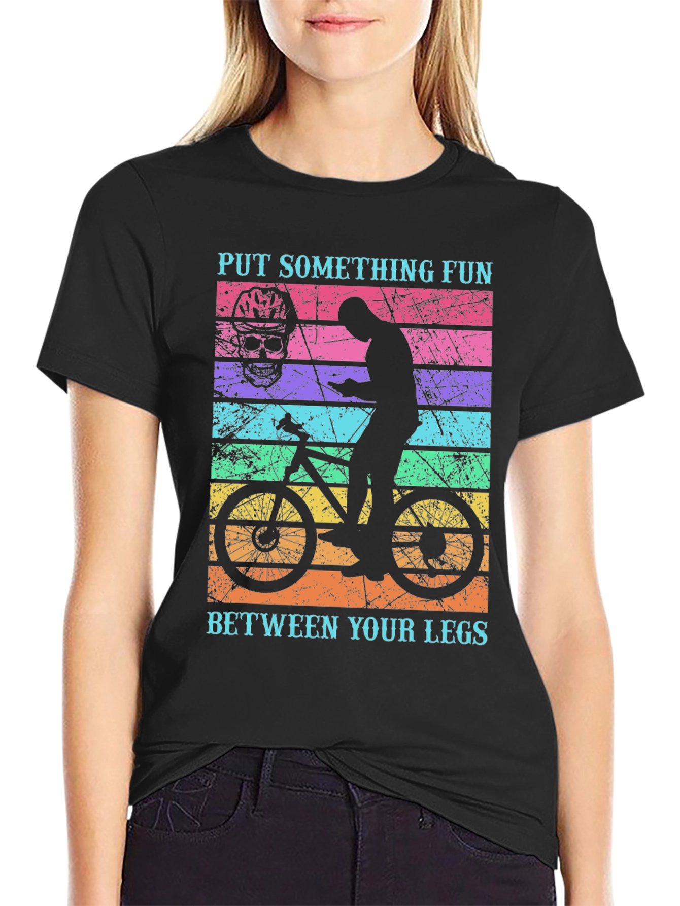 Fun Ride T-Shirt: Bike & Skull Graphic Tee