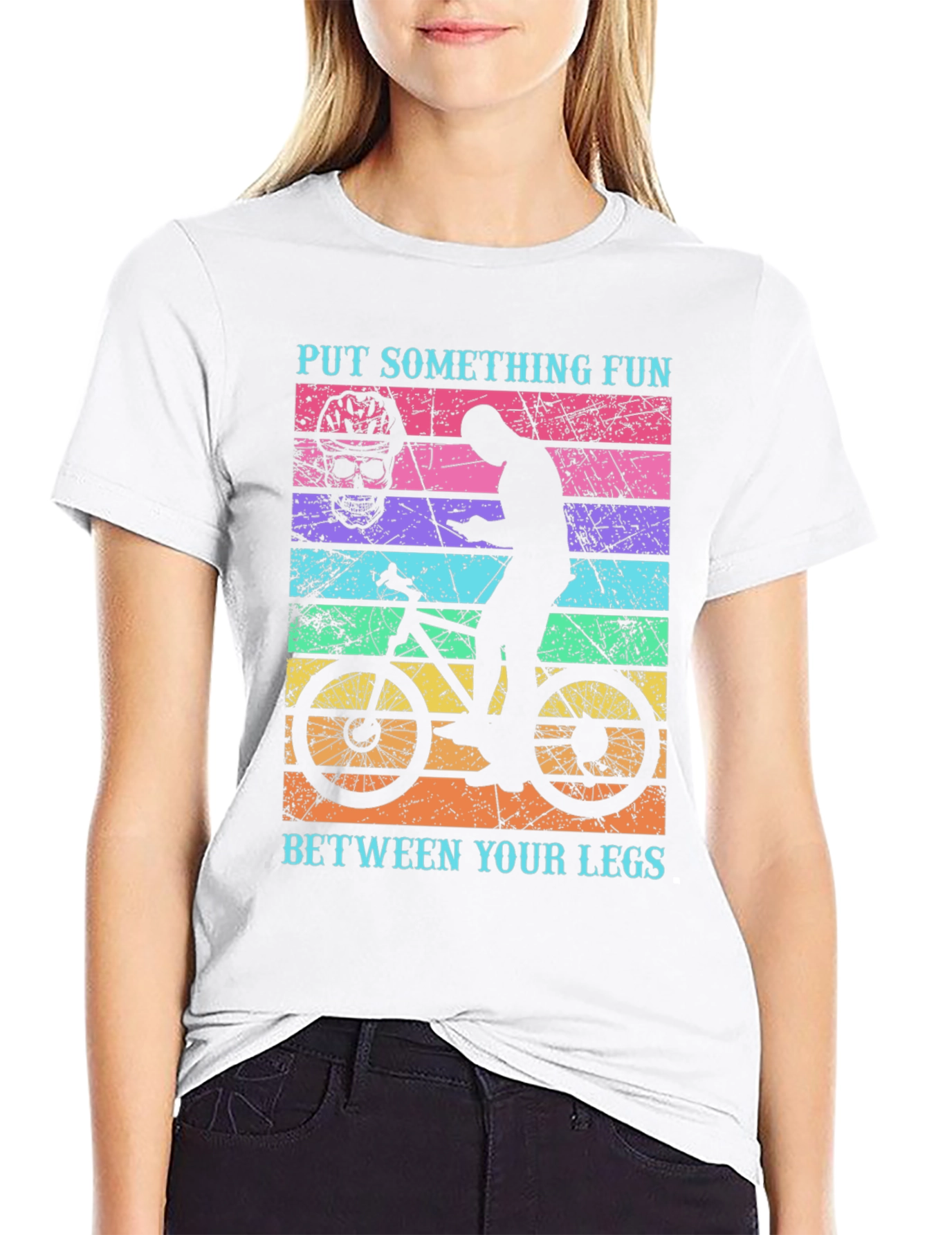 Fun Ride T-Shirt: Bike & Skull Graphic Tee