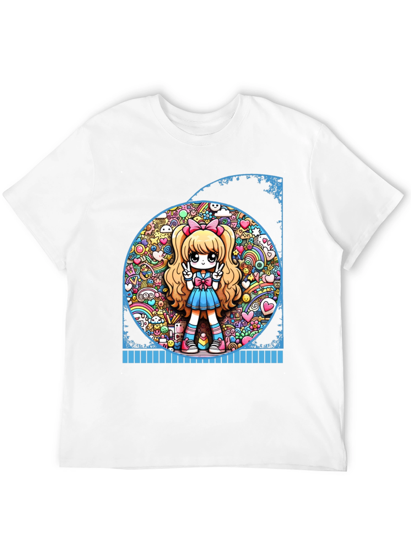 Anime Girl Graphic Tee - Kawaii Style Black T-Shirt