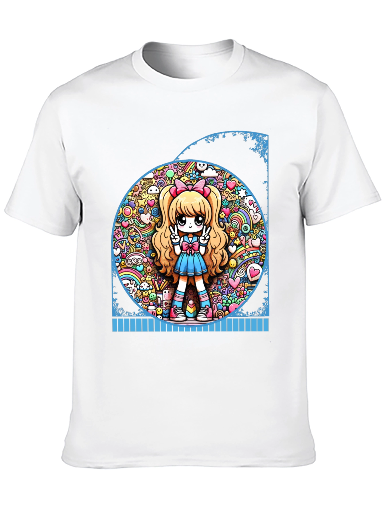 Anime Girl Graphic Tee - Kawaii Style Black T-Shirt