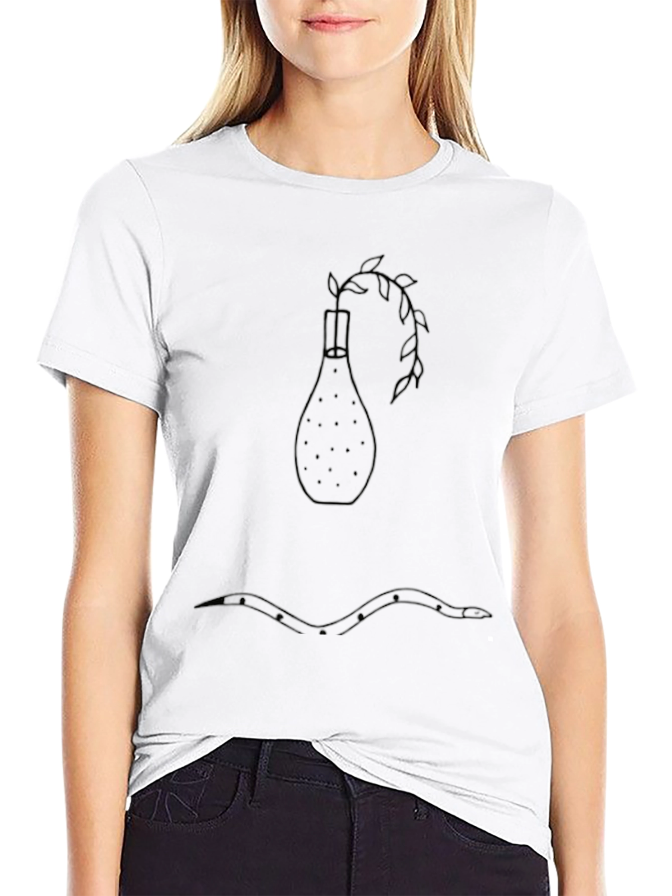 Minimalist Vase & Plant Black T-Shirt