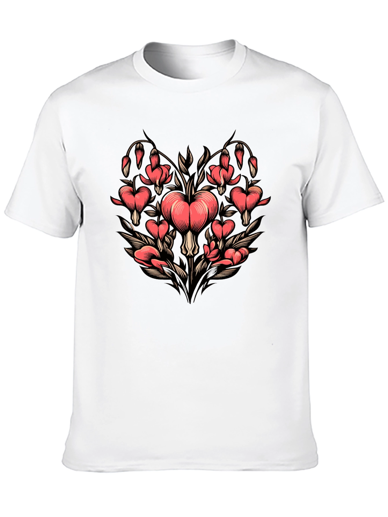 Bleeding Heart Flower Graphic T-Shirt