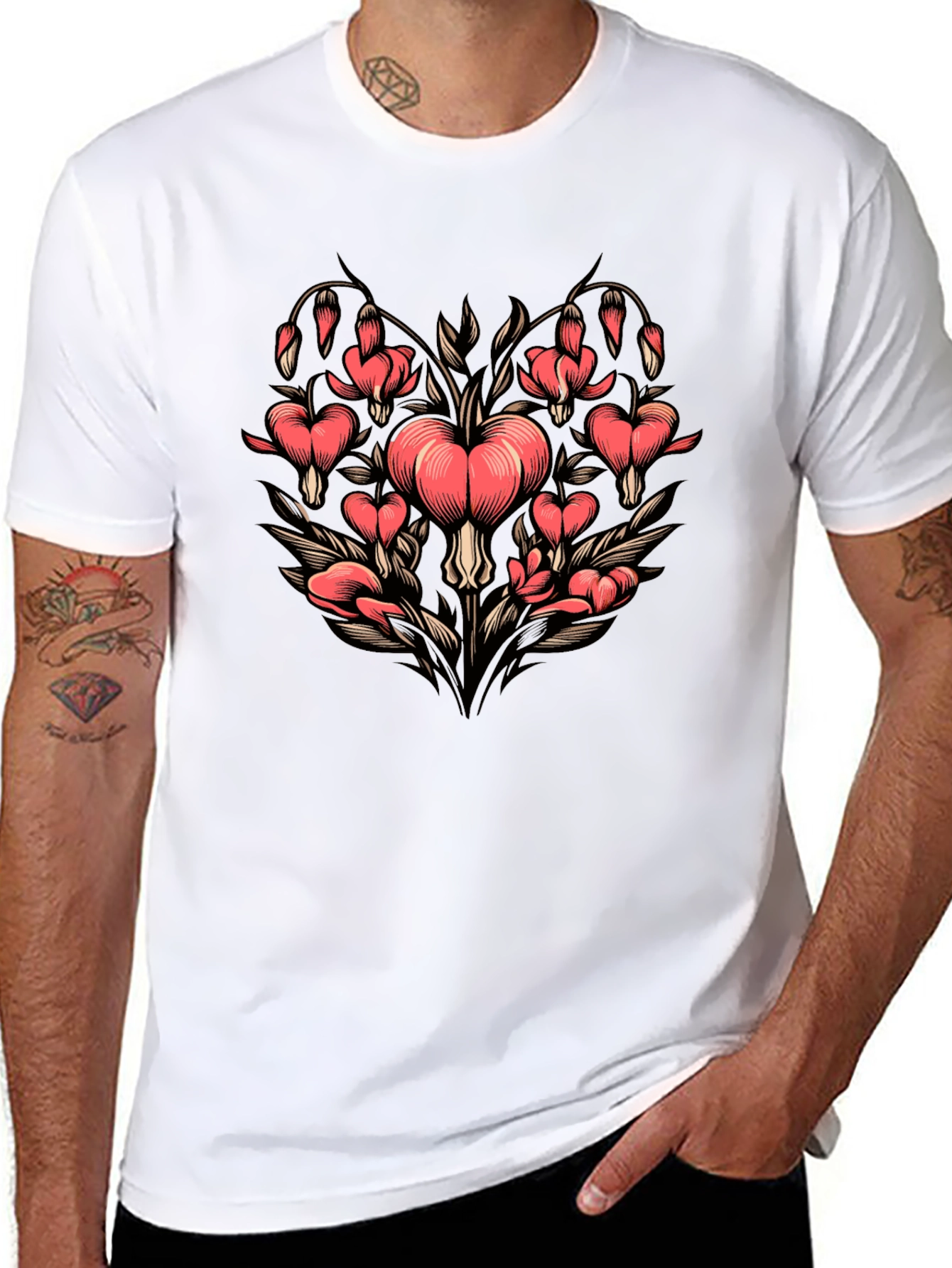 Bleeding Heart Flower Graphic T-Shirt