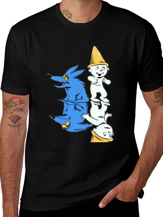 Cartoon Graphic Print Black Tee