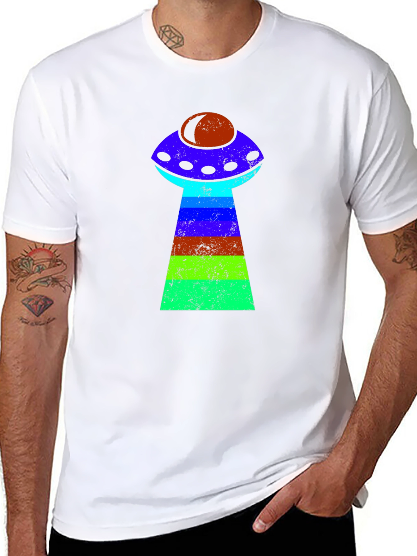 Retro Alien UFO T-Shirt - Black Graphic Tee