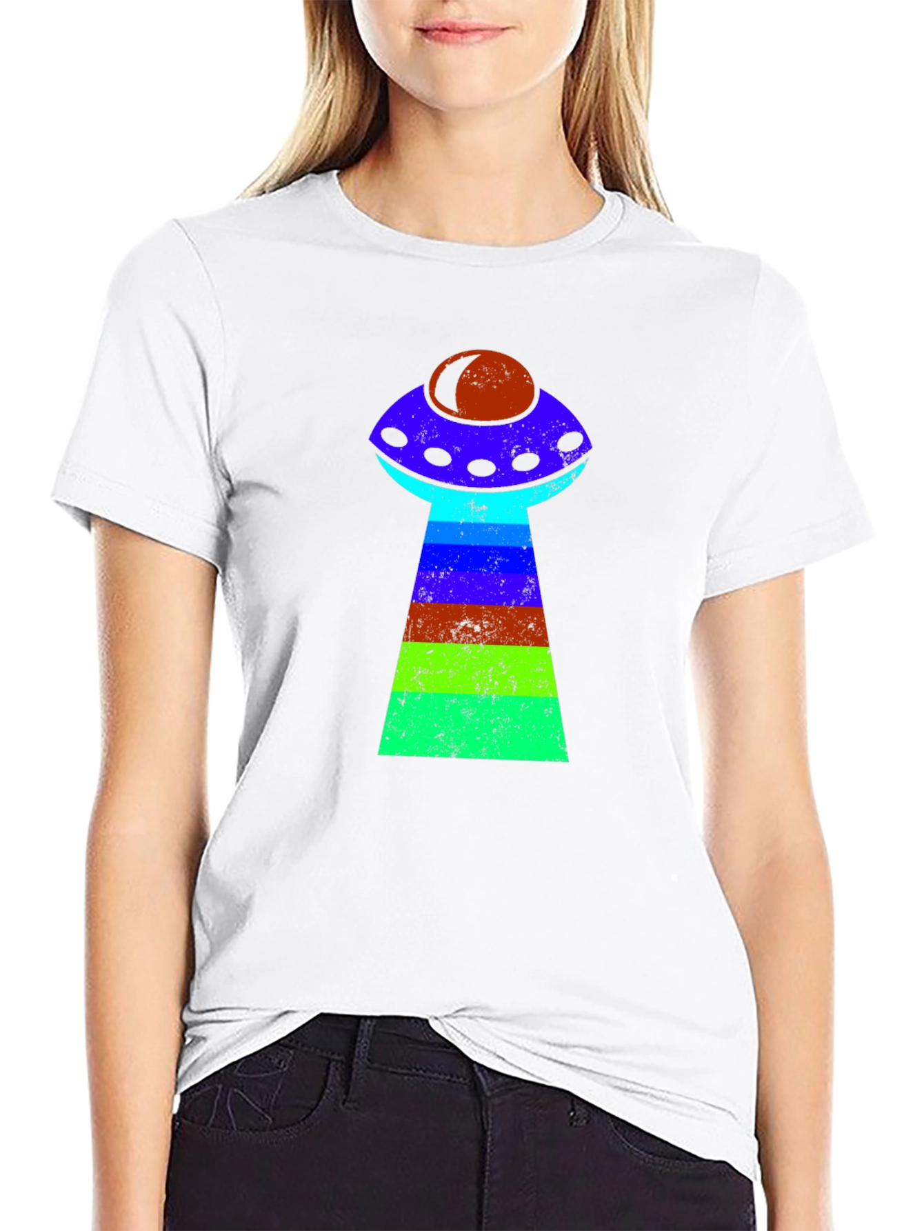 Retro Alien UFO T-Shirt - Black Graphic Tee