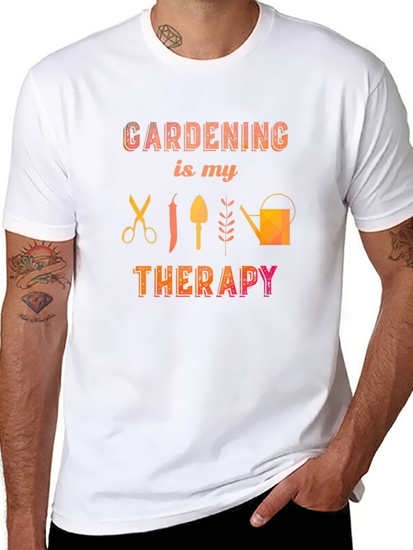 Gardening is My Therapy Black T-Shirt