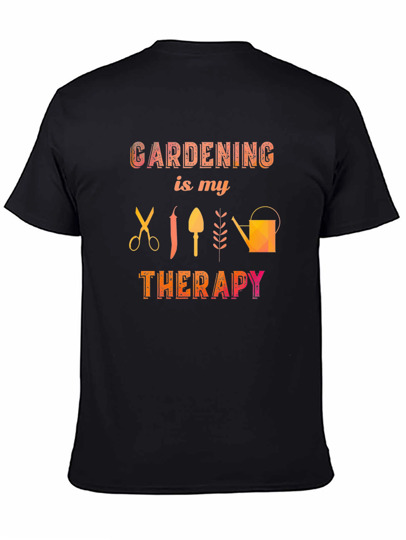 Gardening is My Therapy Black T-Shirt