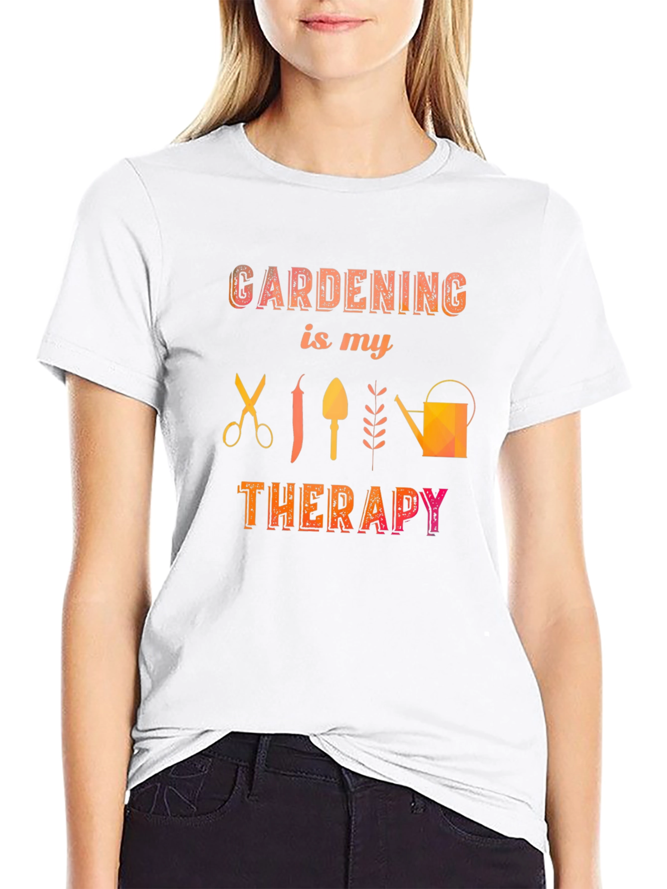 Gardening is My Therapy Black T-Shirt