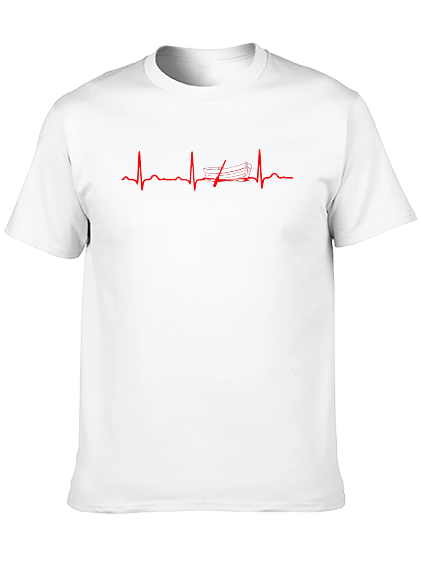 Heartbeat Boat Graphic T-Shirt - Black Cotton Tee