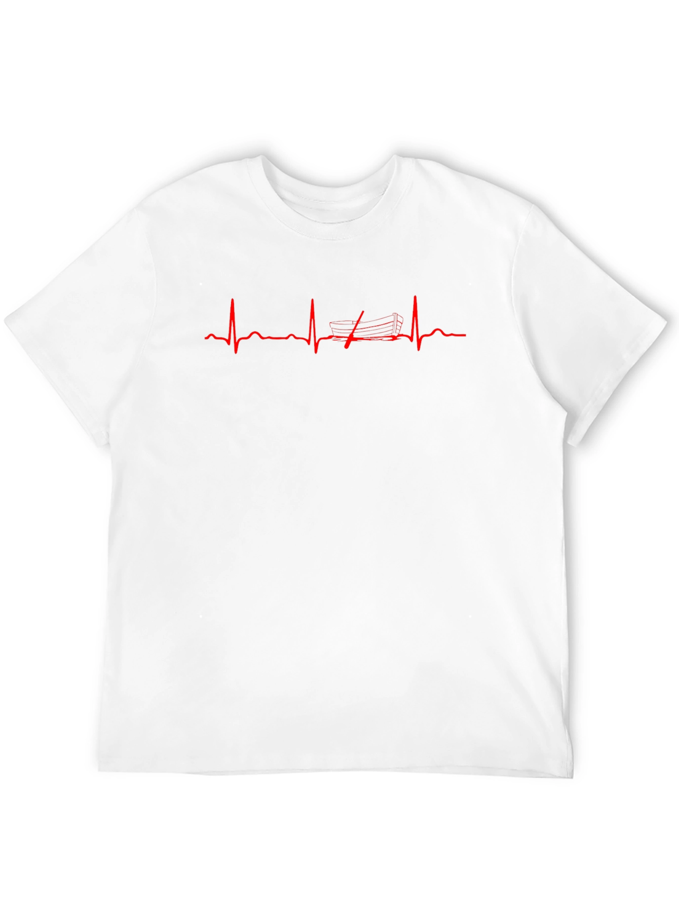 Heartbeat Boat Graphic T-Shirt - Black Cotton Tee