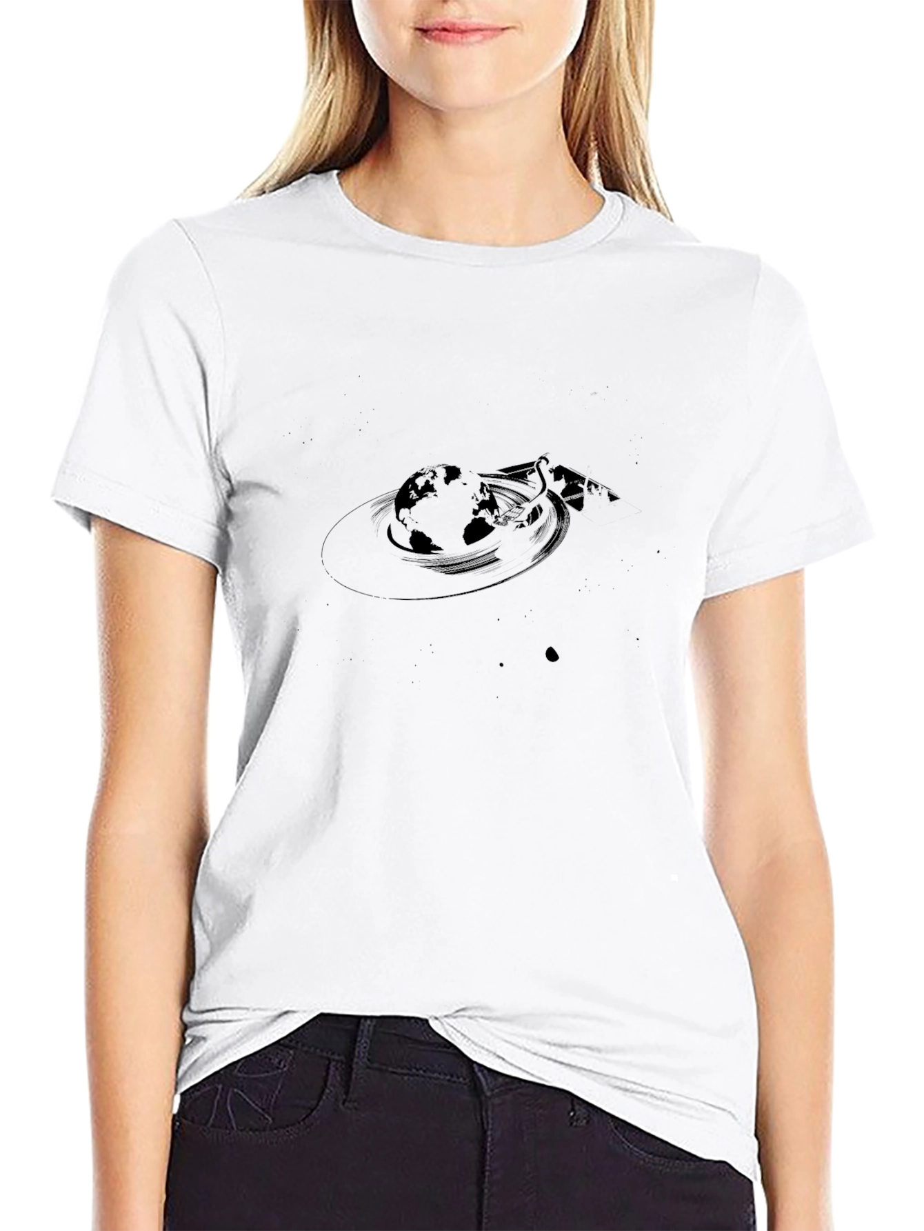 Black Globe Graphic Tee - Stylish Comfort
