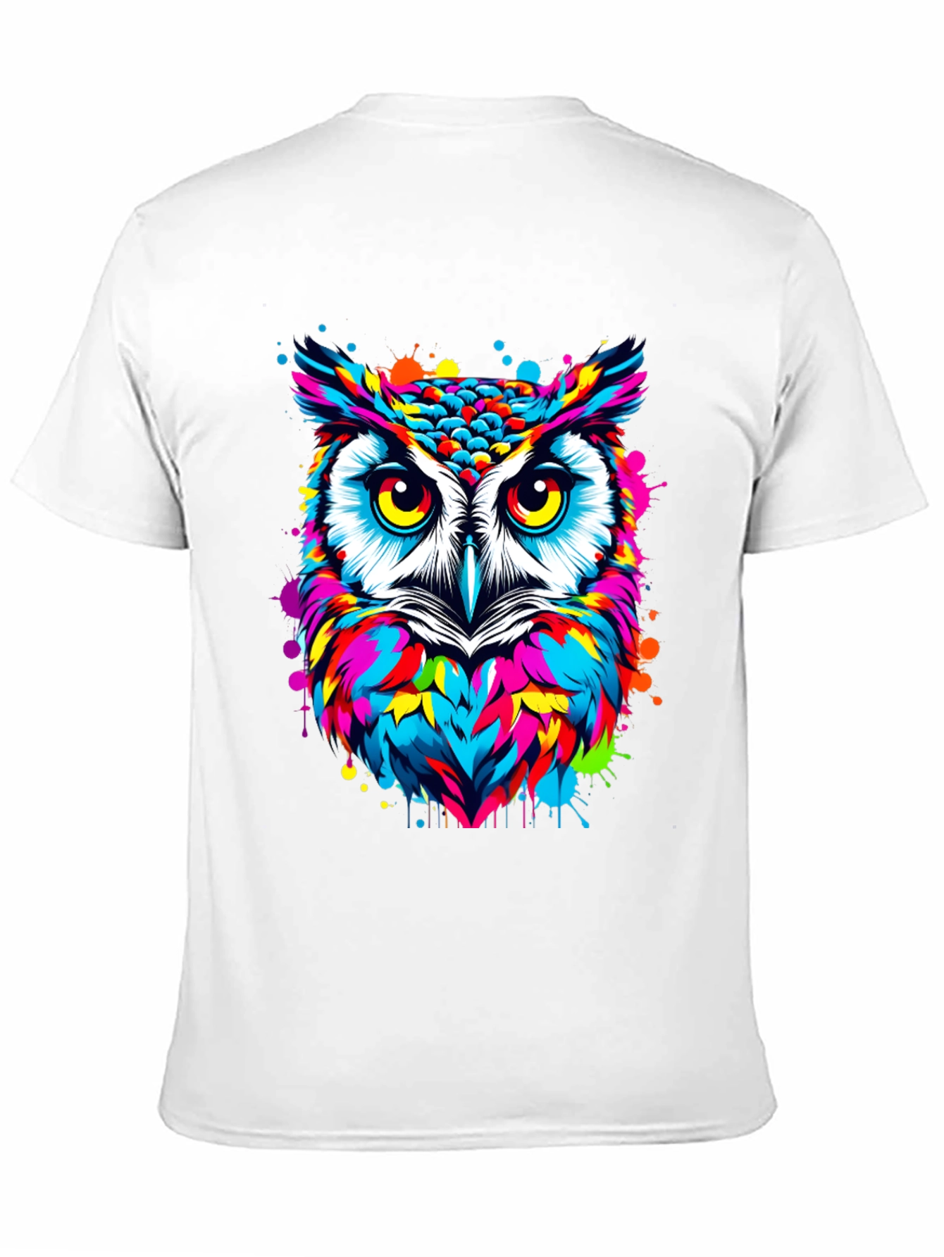 Vibrant Owl Graphic Print Black T-Shirt