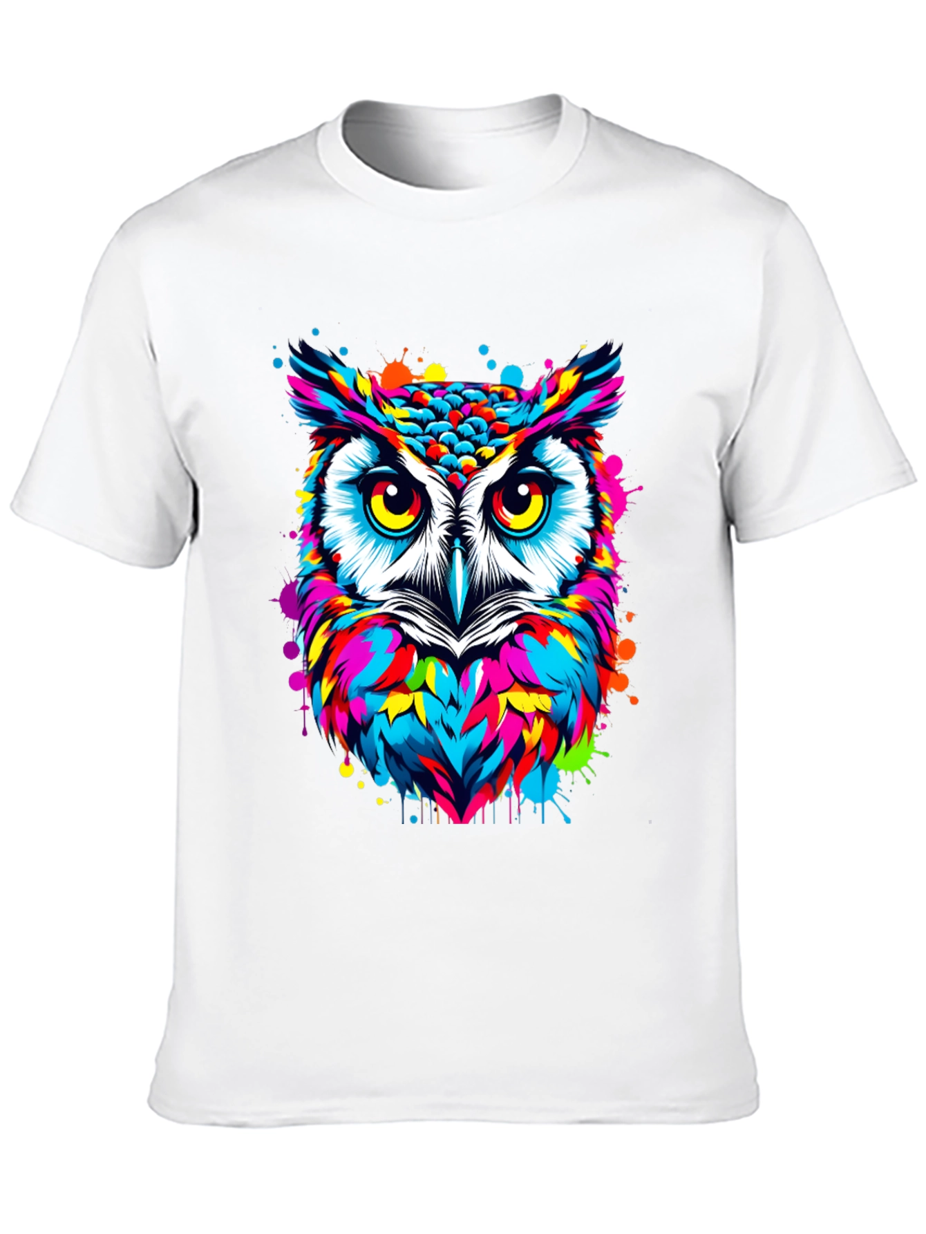 Vibrant Owl Graphic Print Black T-Shirt