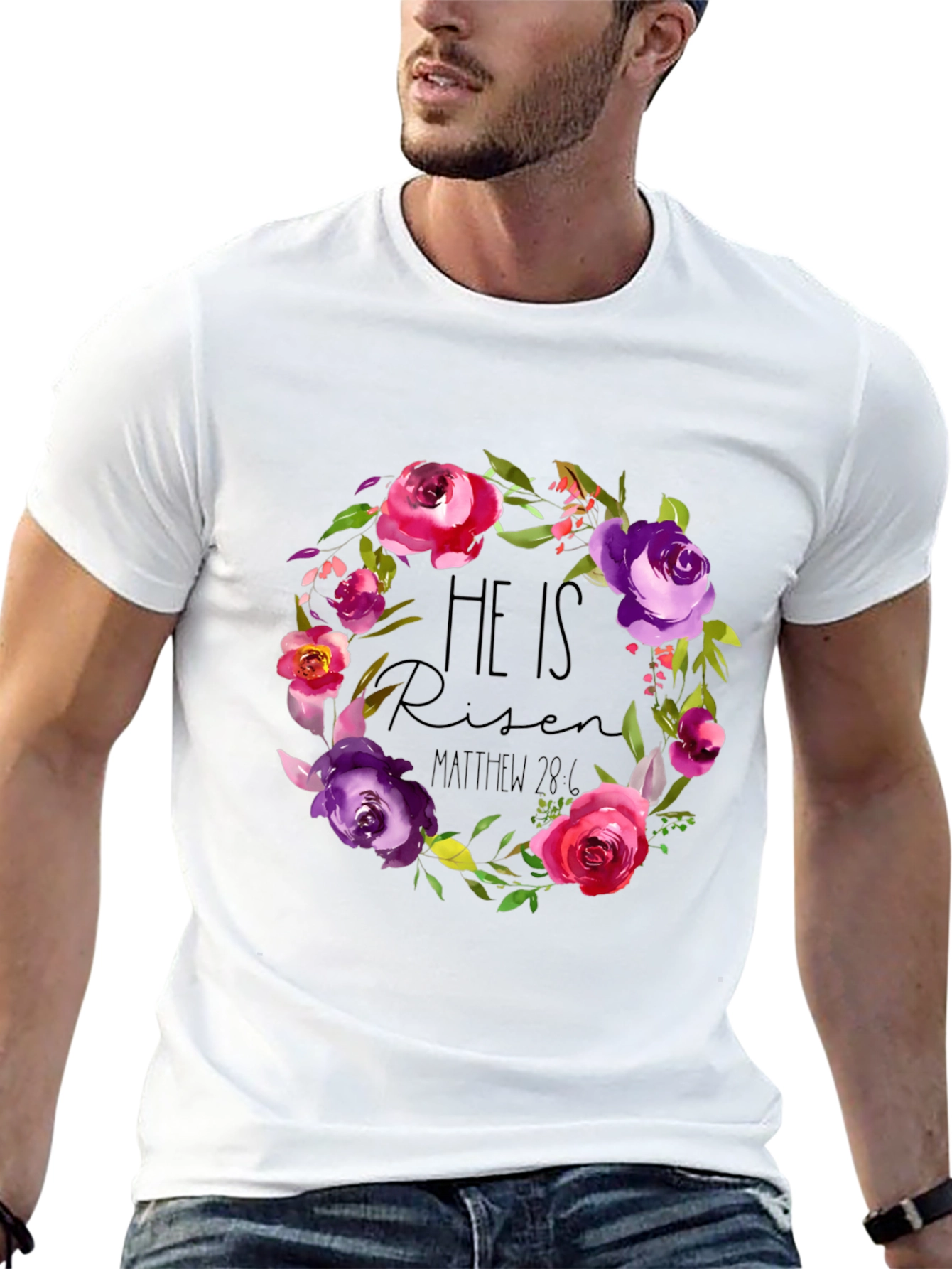 He is Risen Floral Wreath T-Shirt