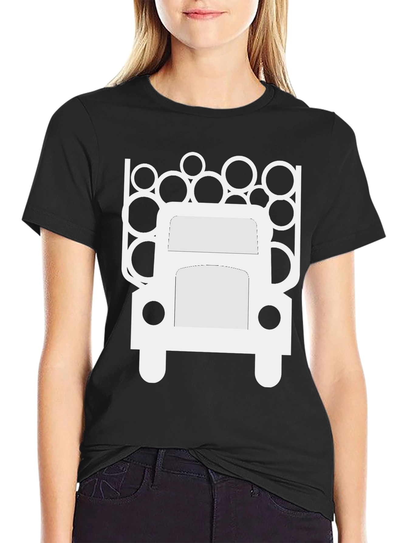 Mens Black T-Shirt - Logging Truck Graphic Tee