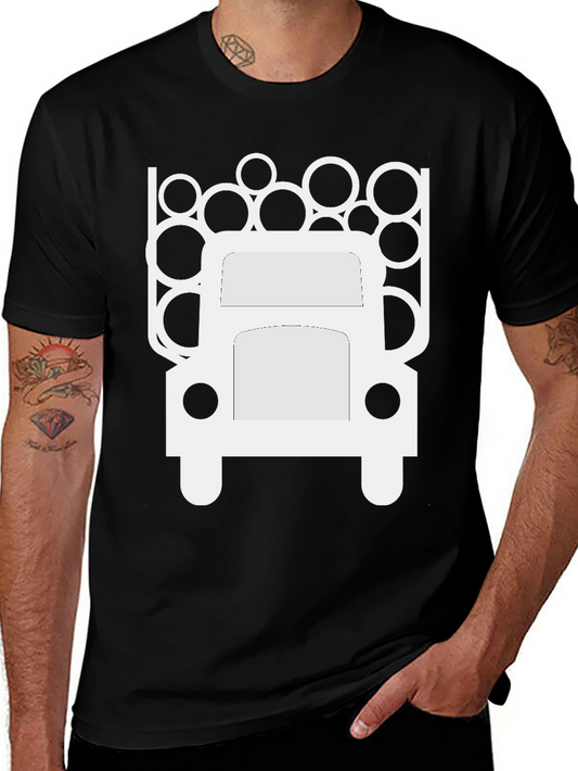 Mens Black T-Shirt - Logging Truck Graphic Tee