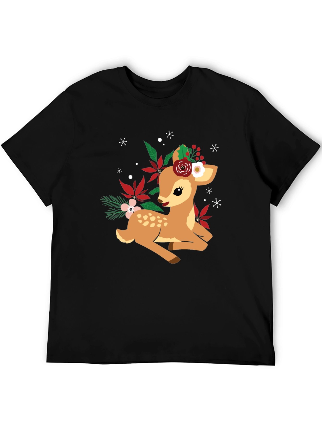 Cute Deer with Floral Crown Graphic T-Shirt