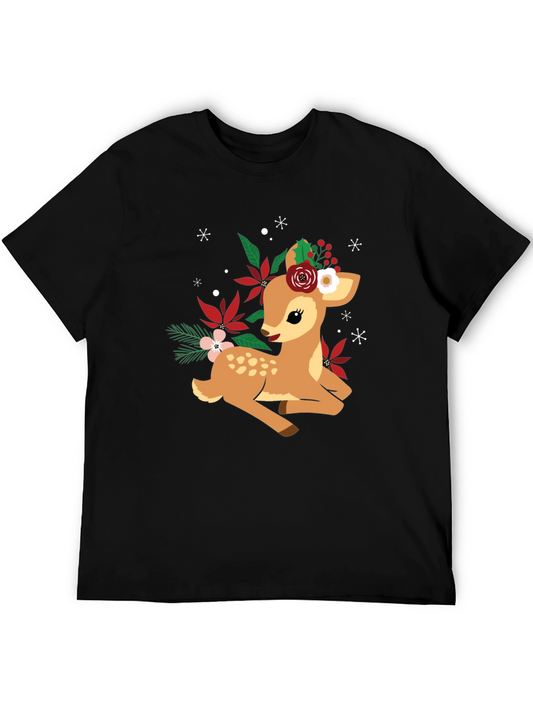 Cute Deer with Floral Crown Graphic T-Shirt