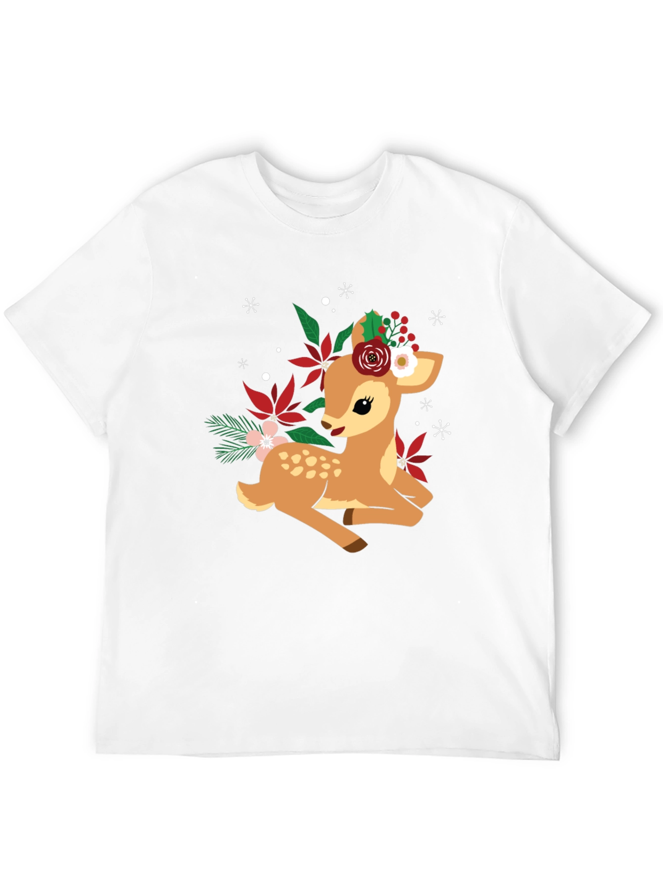 Cute Deer with Floral Crown Graphic T-Shirt