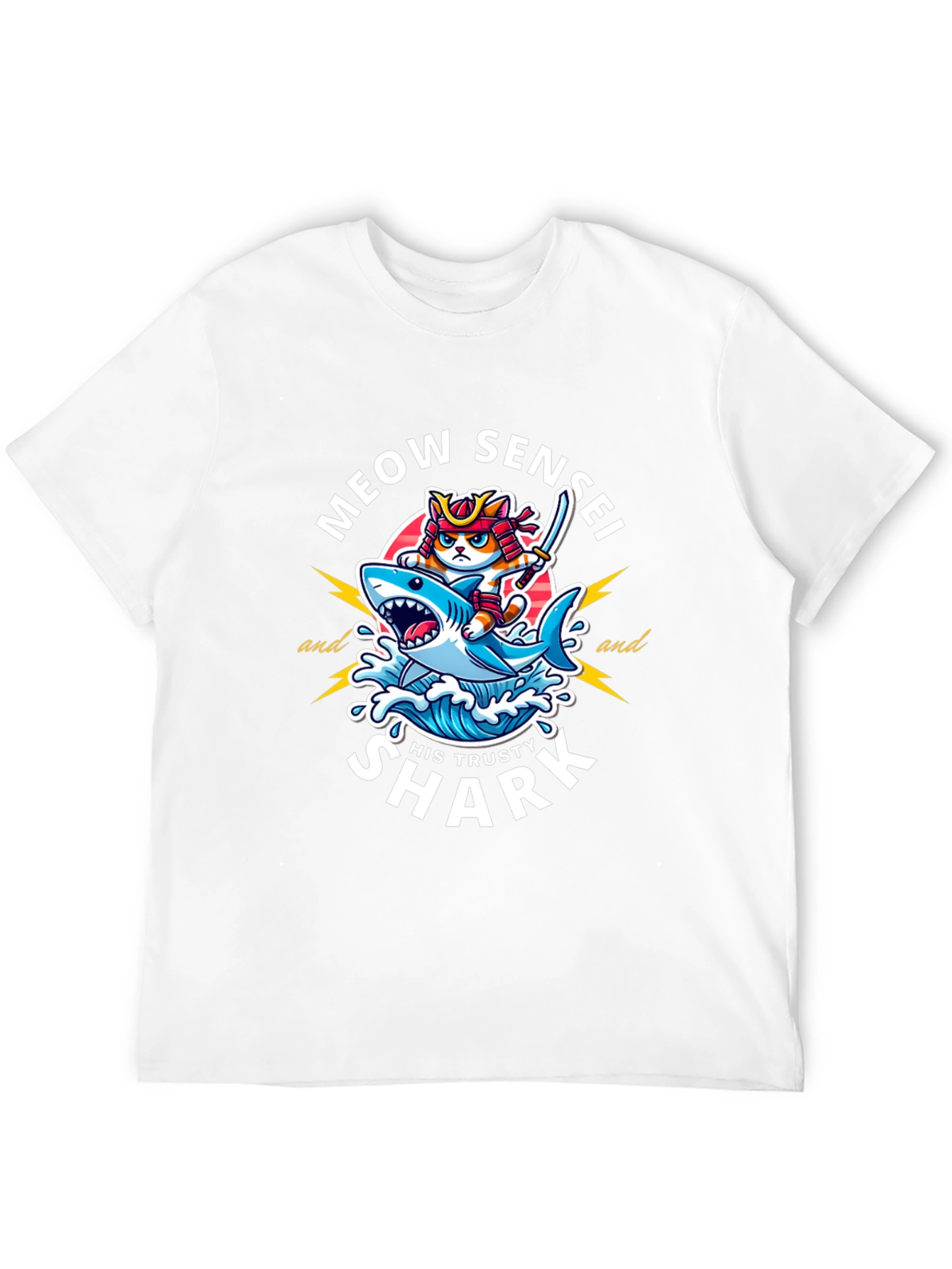 Meow Sensei & Shark T-Shirt - Fun Graphic Tee