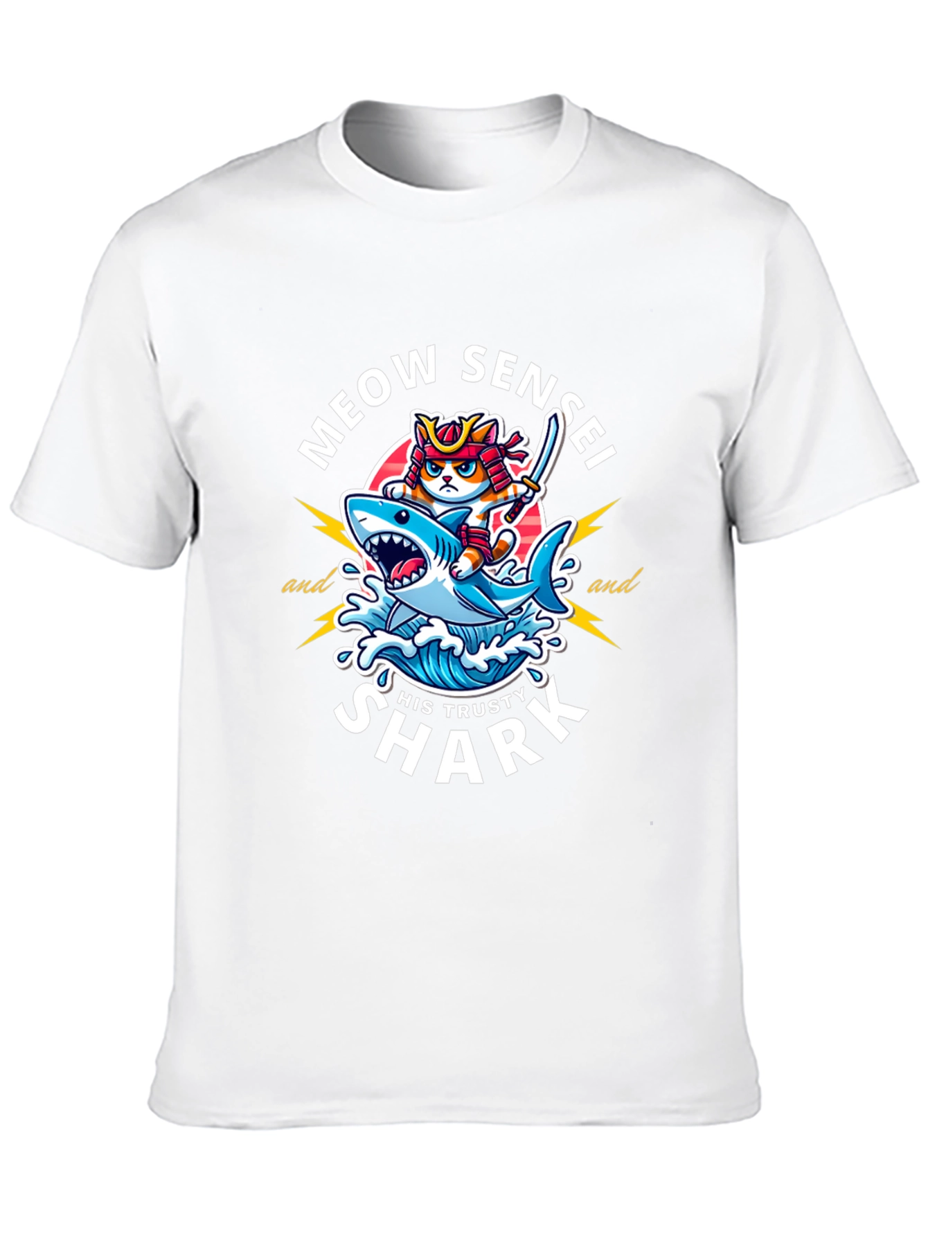 Meow Sensei & Shark T-Shirt - Fun Graphic Tee