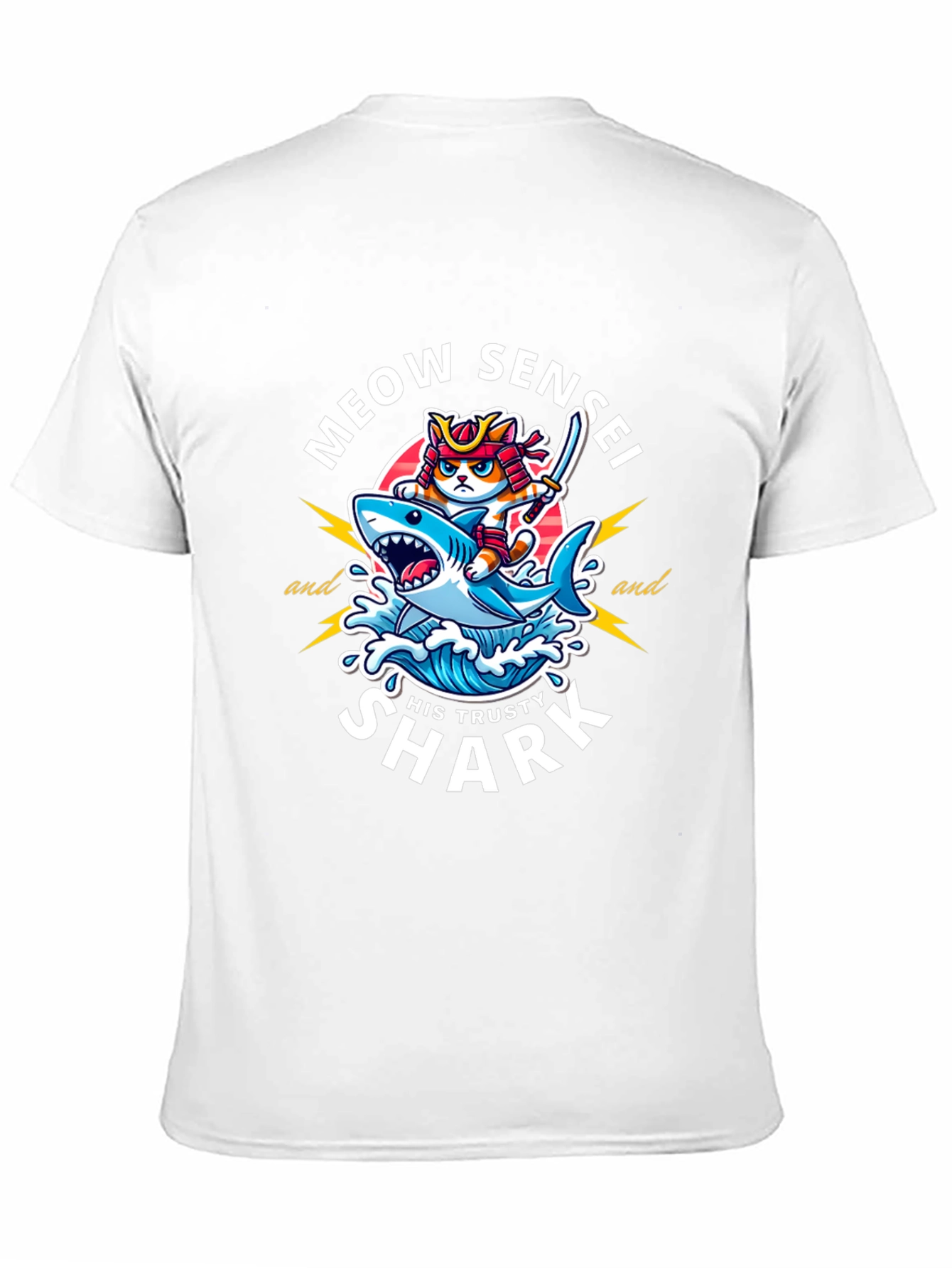 Meow Sensei & Shark T-Shirt - Fun Graphic Tee