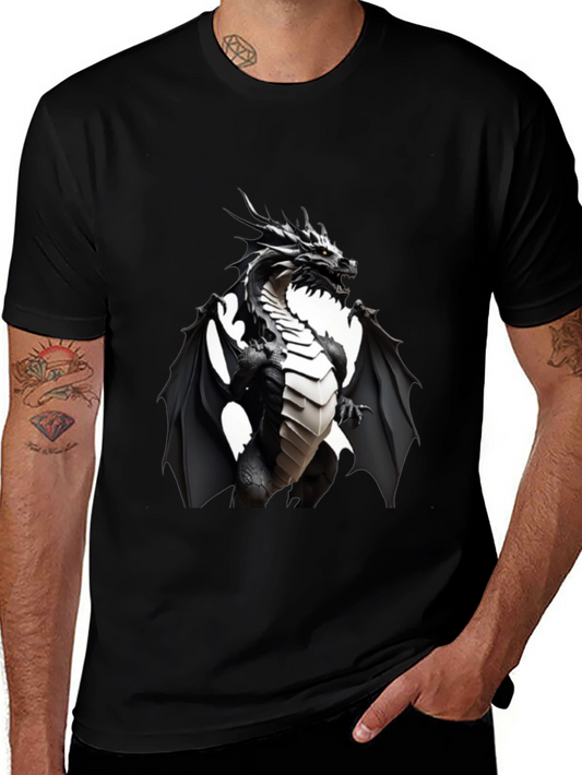 Black Dragon Graphic T-Shirt - Bold Fantasy Wear
