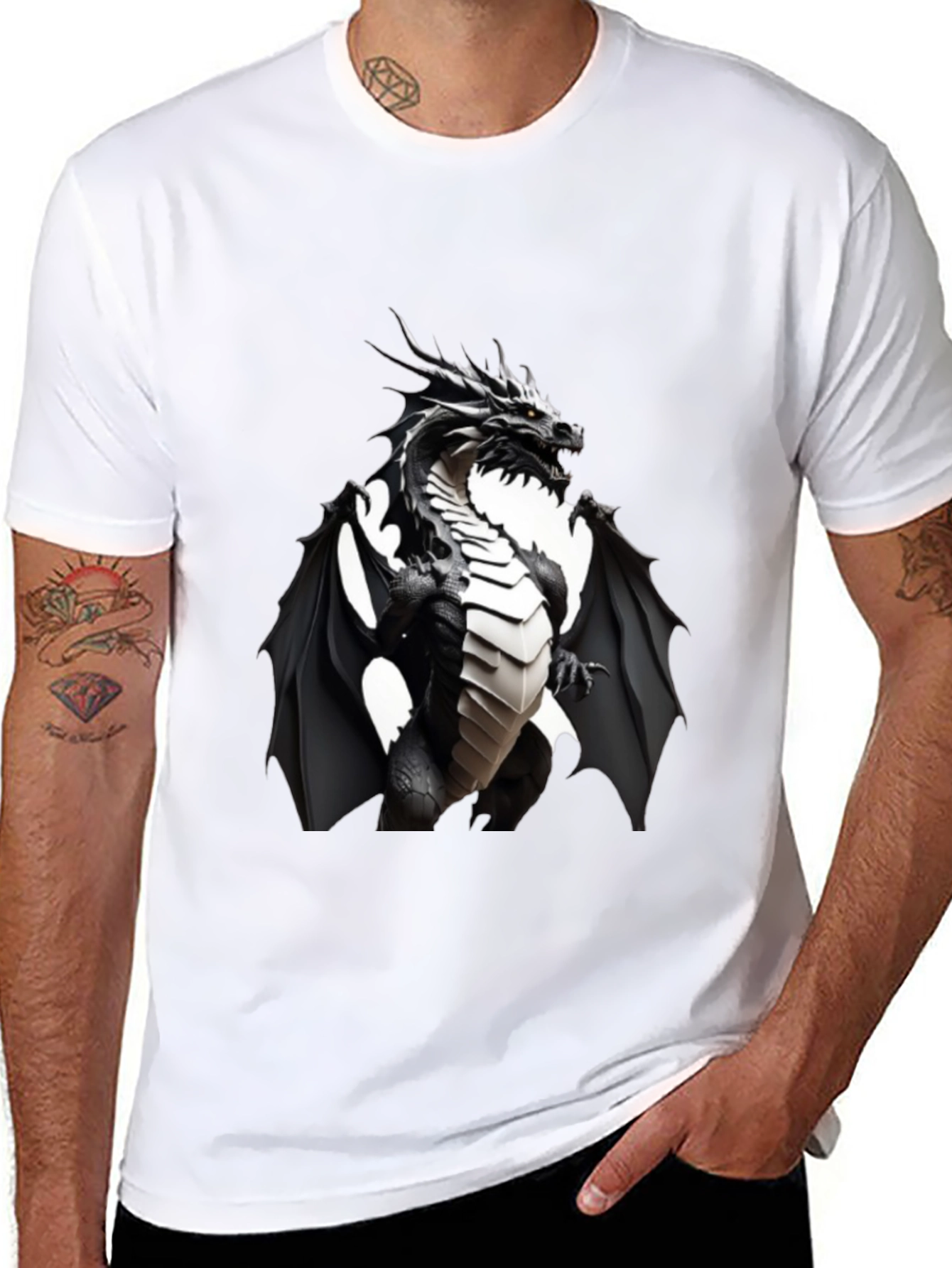 Black Dragon Graphic T-Shirt - Bold Fantasy Wear