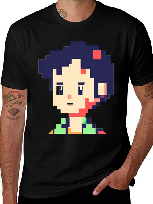 Pixel Art Character Graphic Black T-Shirt