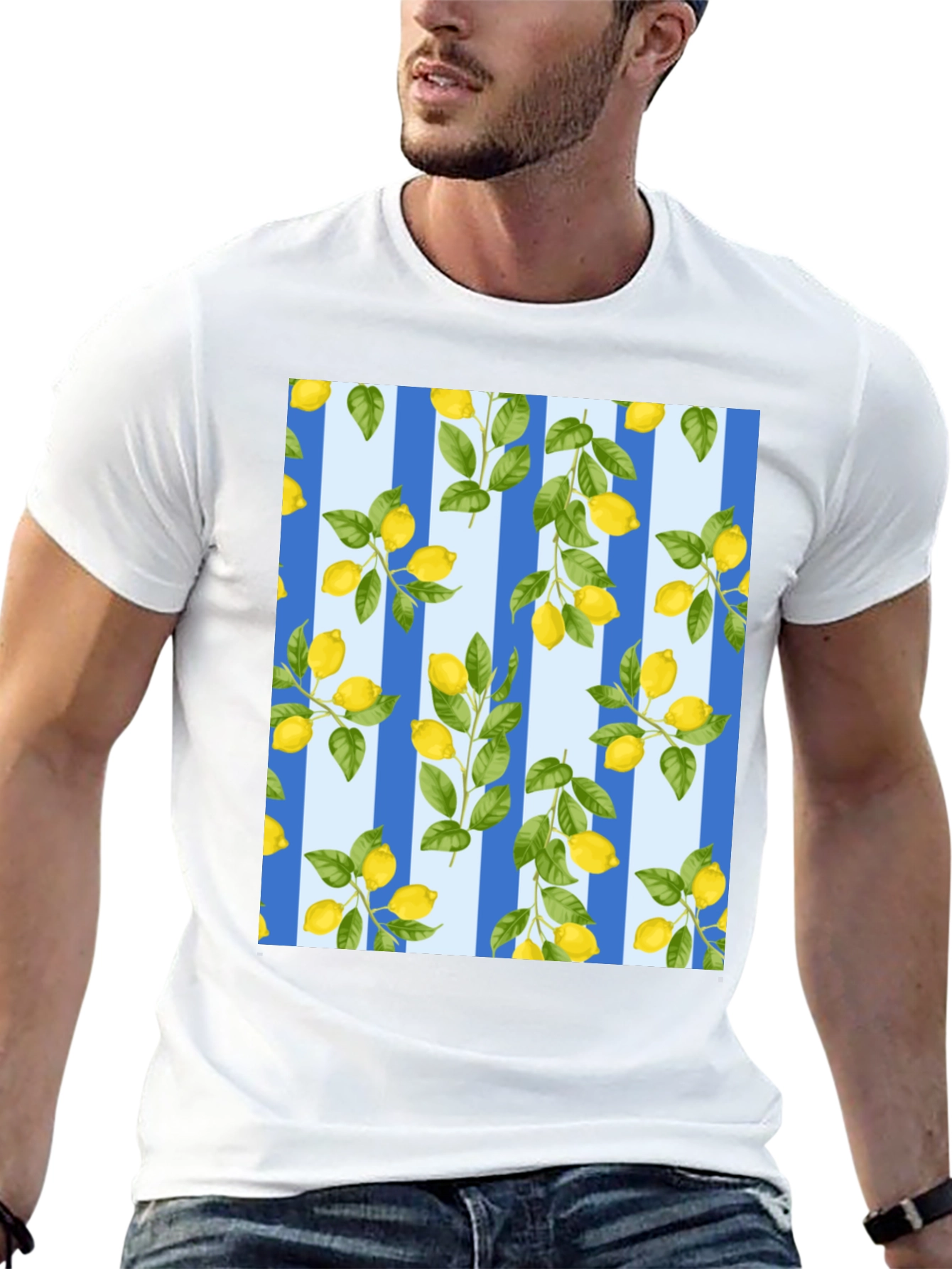 Striped Lemon Print T-Shirt