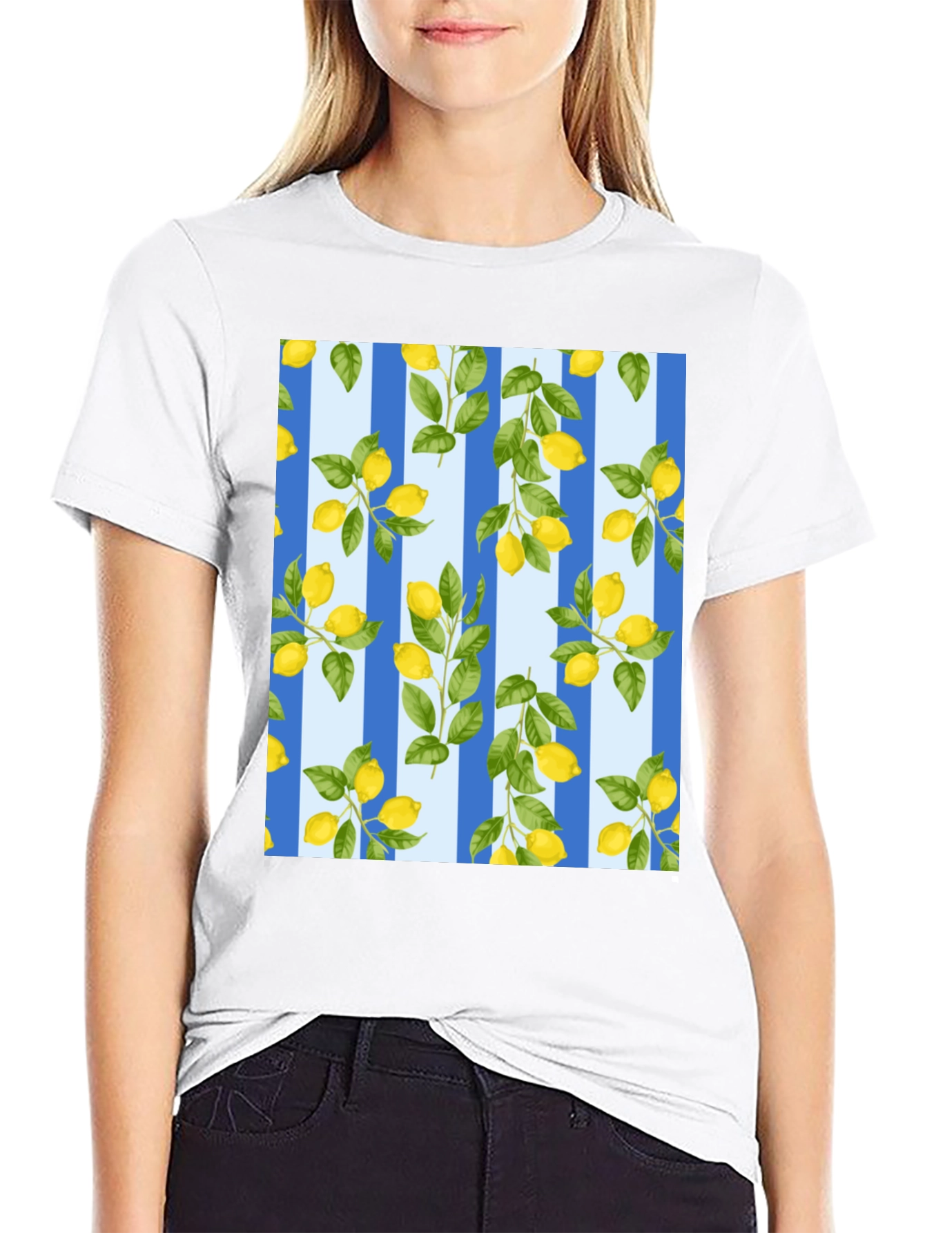 Striped Lemon Print T-Shirt