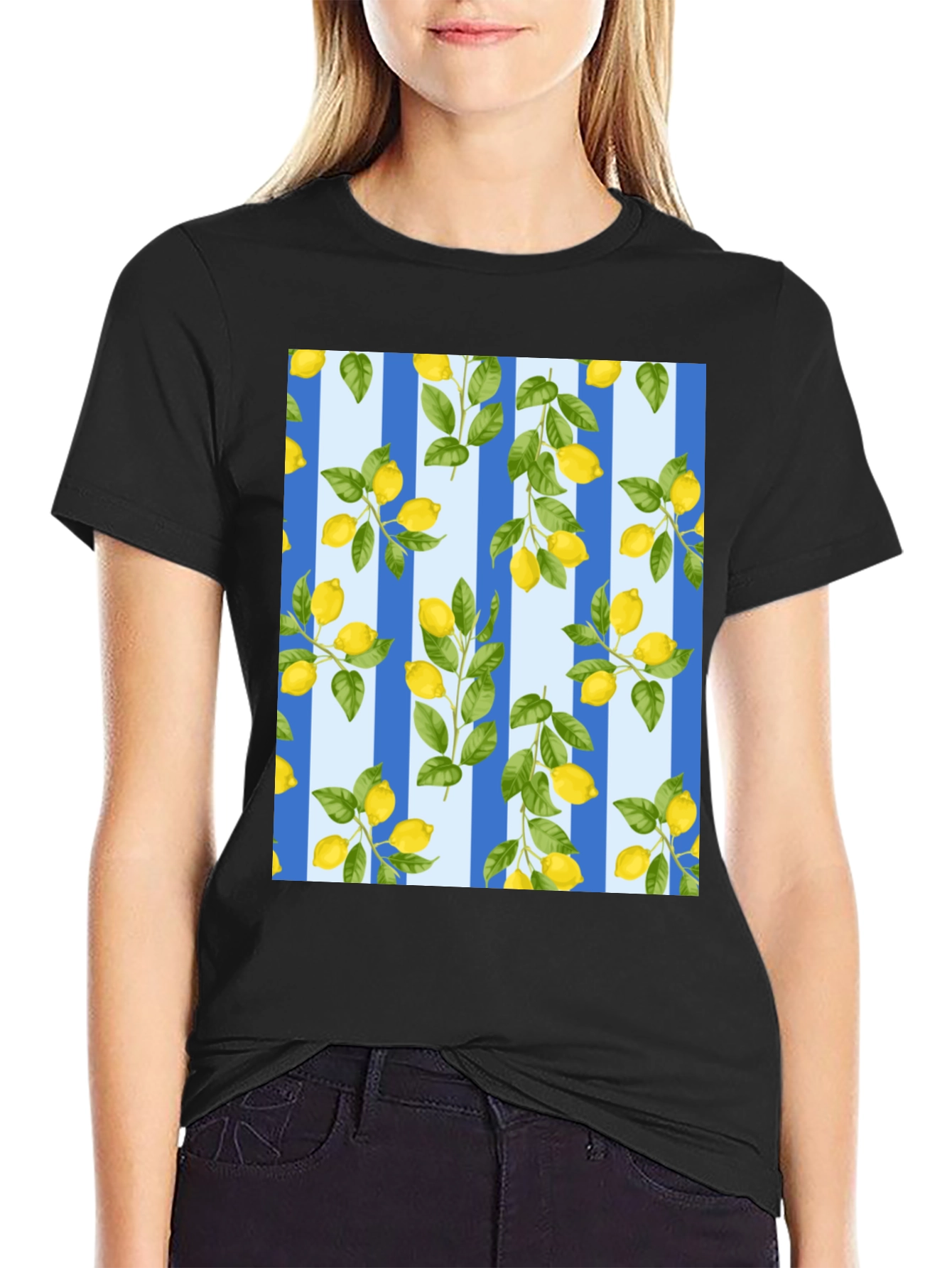 Striped Lemon Print T-Shirt