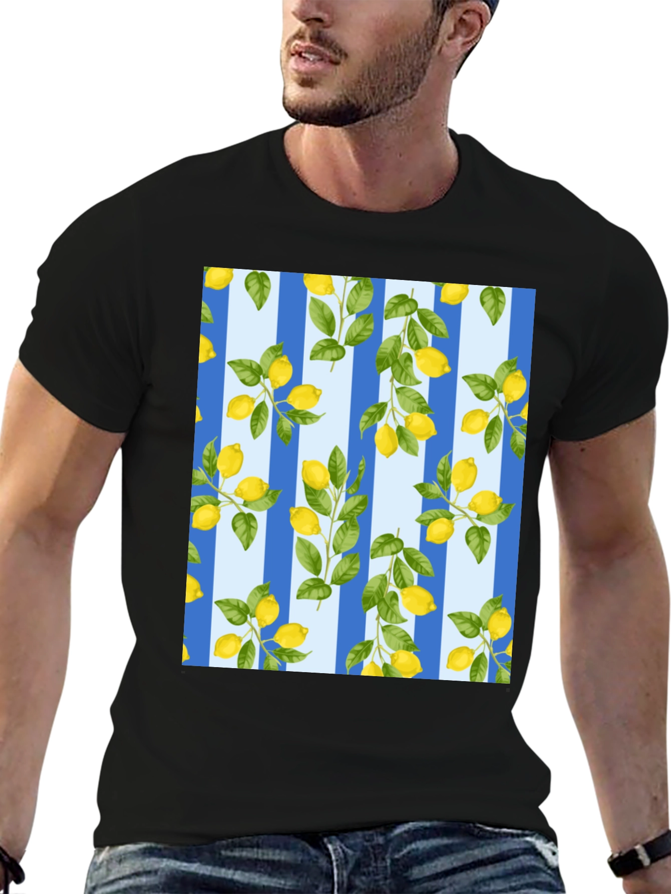 Striped Lemon Print T-Shirt