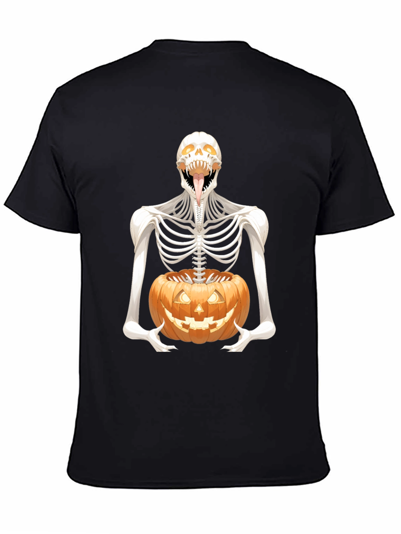 Halloween Skeleton Pumpkin Graphic Tee