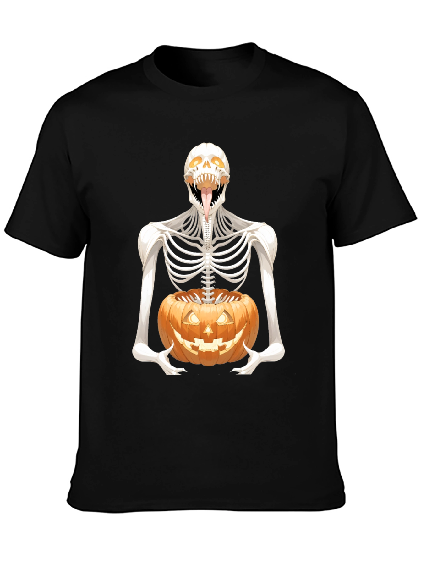 Halloween Skeleton Pumpkin Graphic Tee