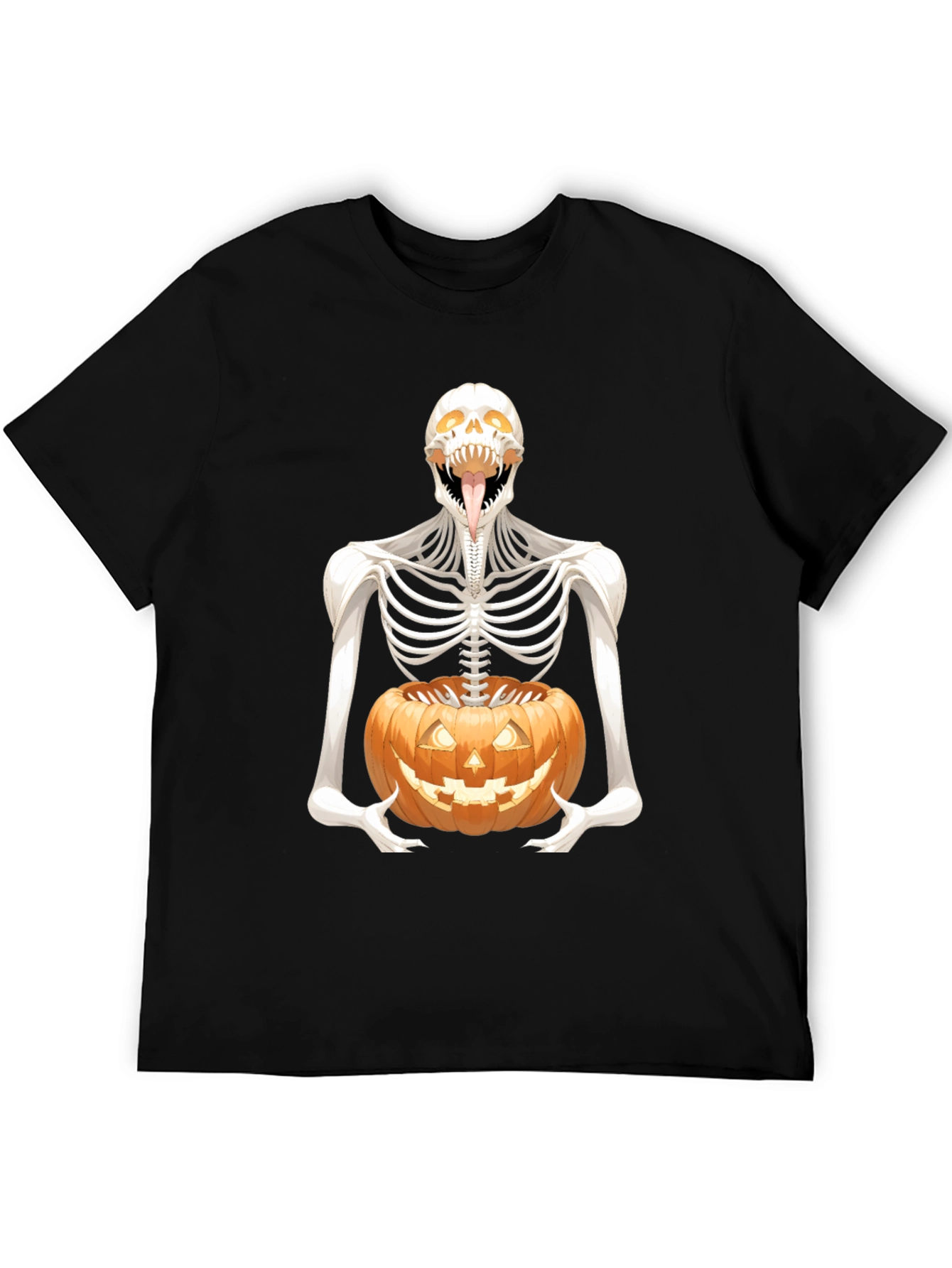 Halloween Skeleton Pumpkin Graphic Tee