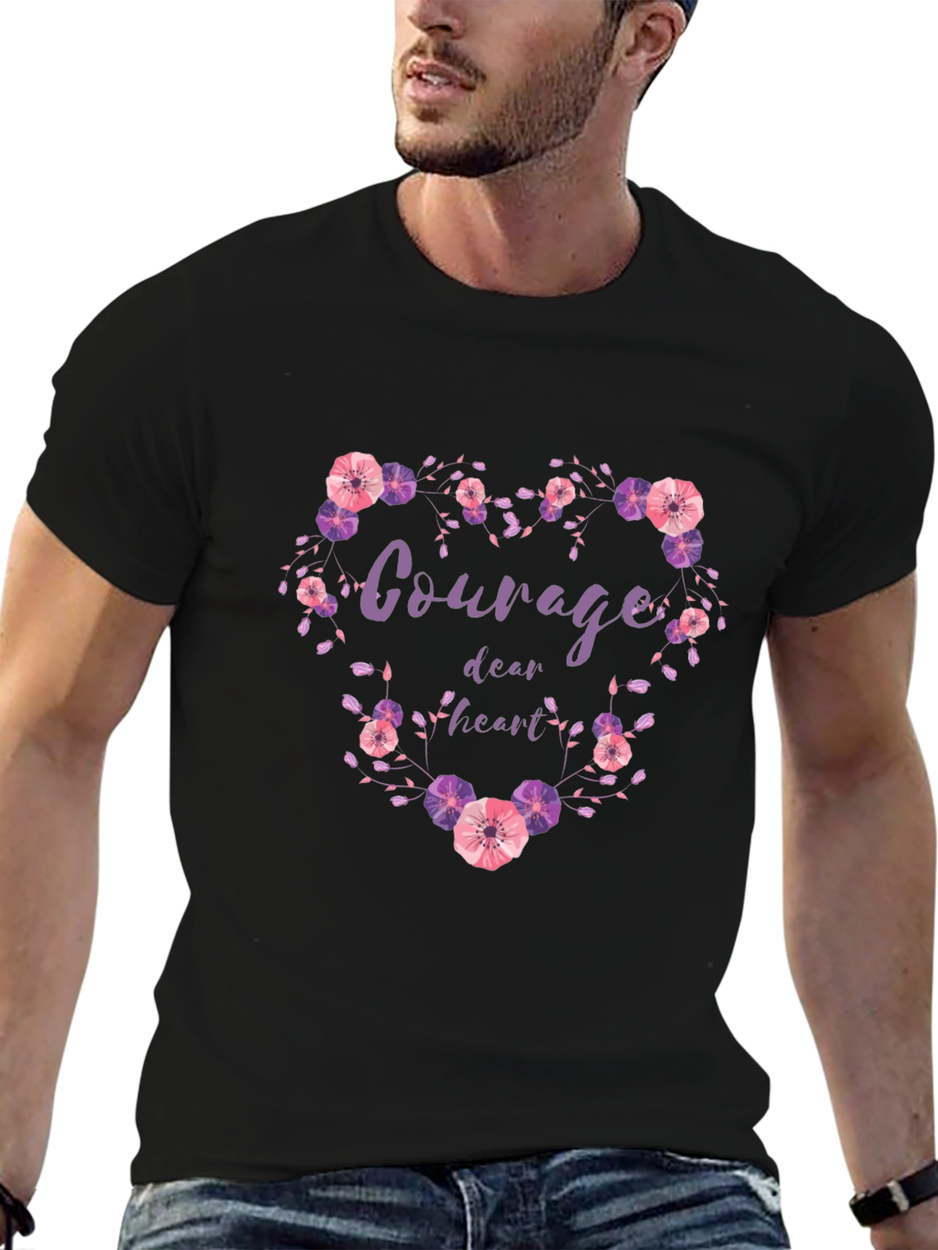 Courage Dear Heart Floral Heart T-Shirt