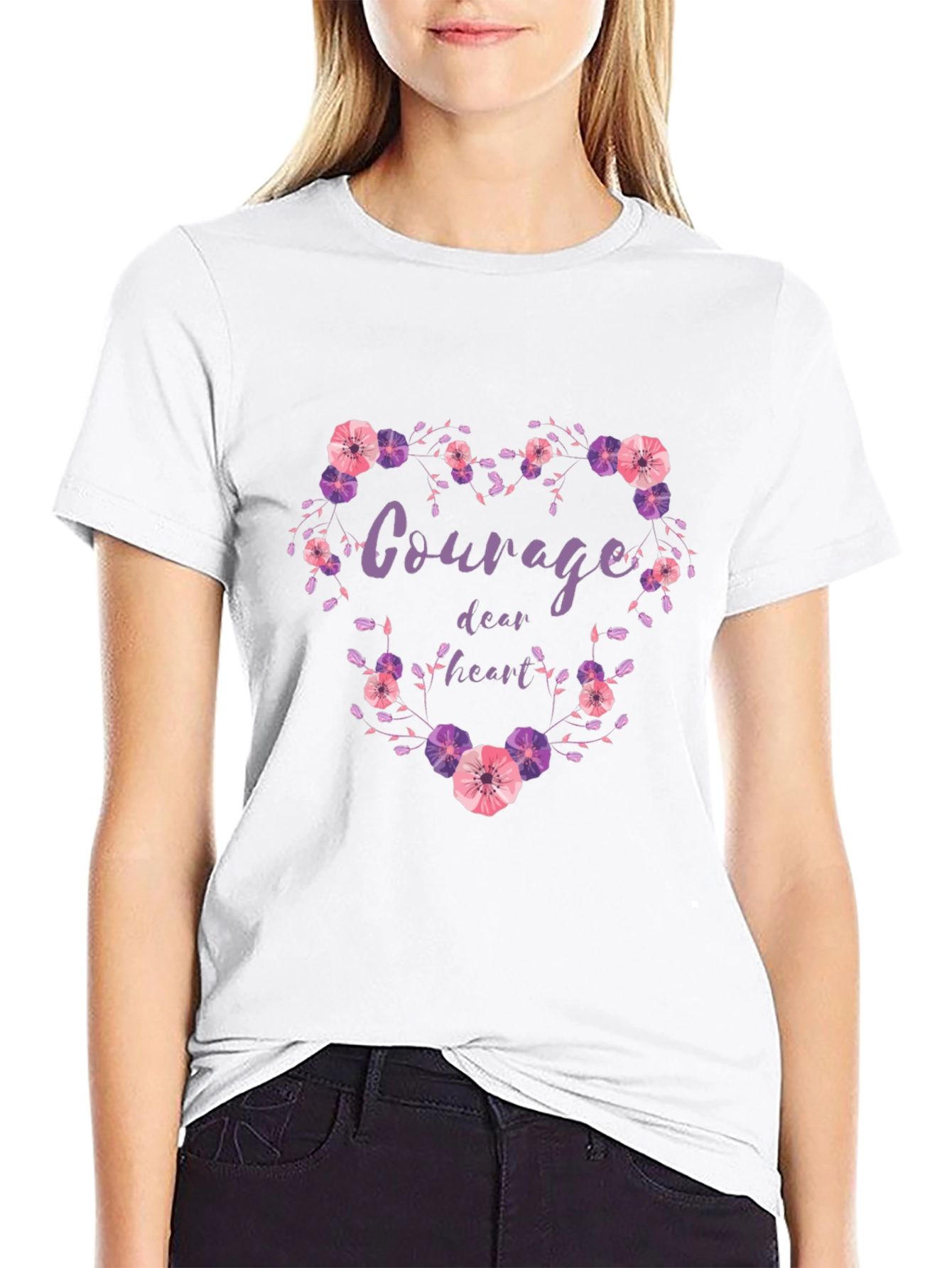 Courage Dear Heart Floral Heart T-Shirt